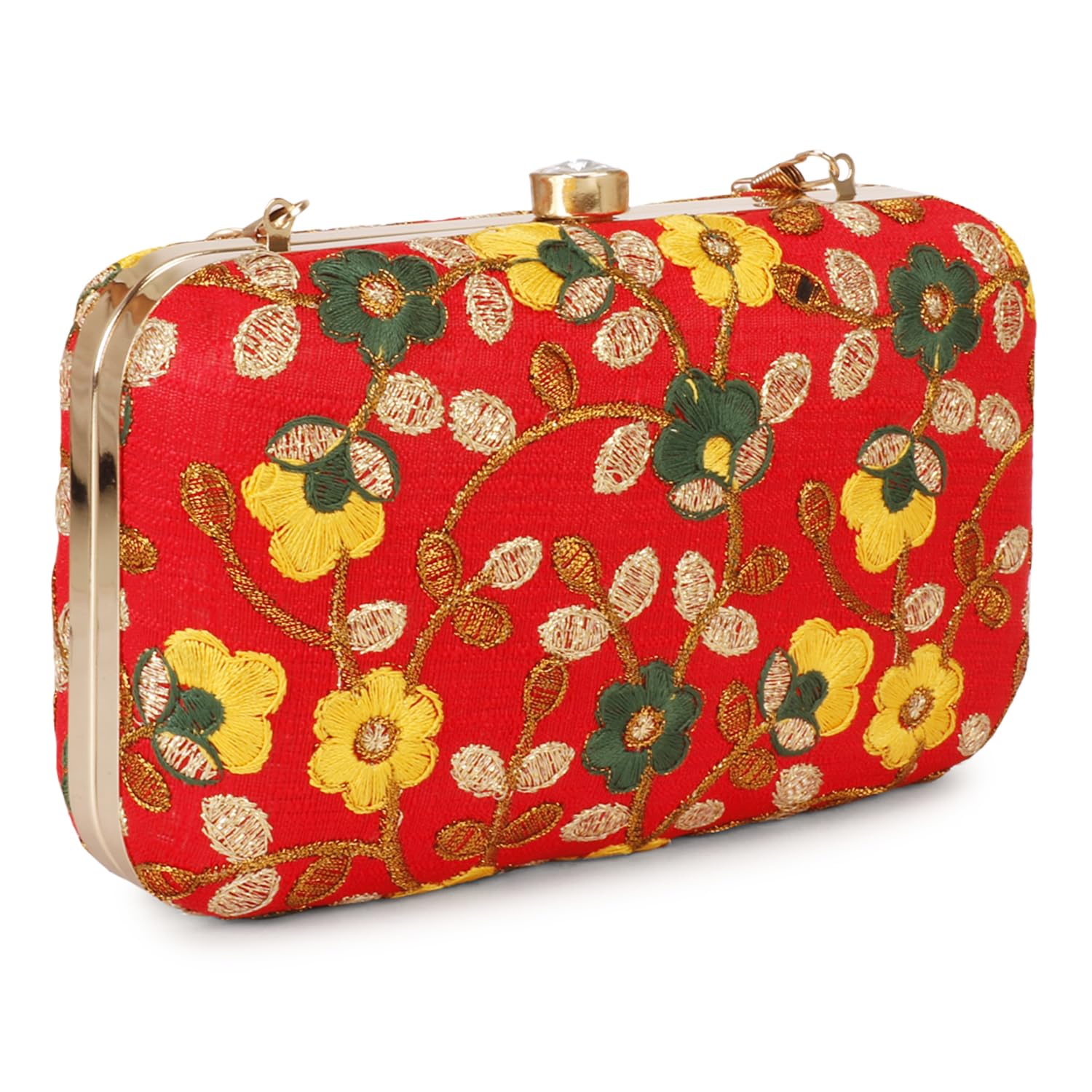 LONGING TO BUY Hand Crafted Designer Box Clutch - Zari Embroidery For Women