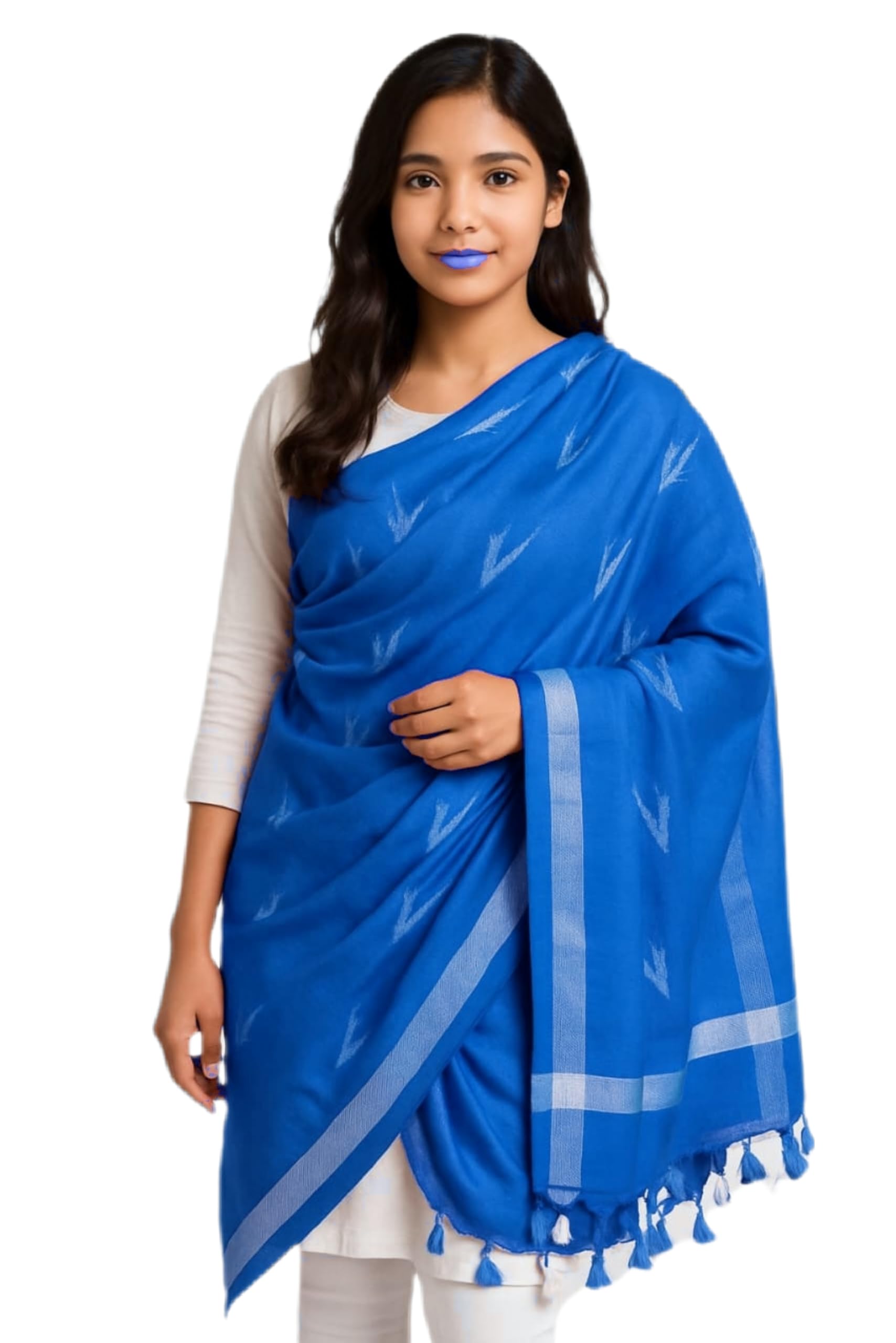 Women's Linen Cotton Dupatta Handwoven Ikat Woven | Elegant & Soft Texture| Daily| Traditinal Ethnic Look | Perfect For Summer & Office Wear_2.45m-picture-38