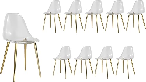 Miniatura 24 de Baysitone Juego de 4 sillas de comedor transparentes, sillas modernas de cocina con asiento transparente, sillas laterales de acento acrílico