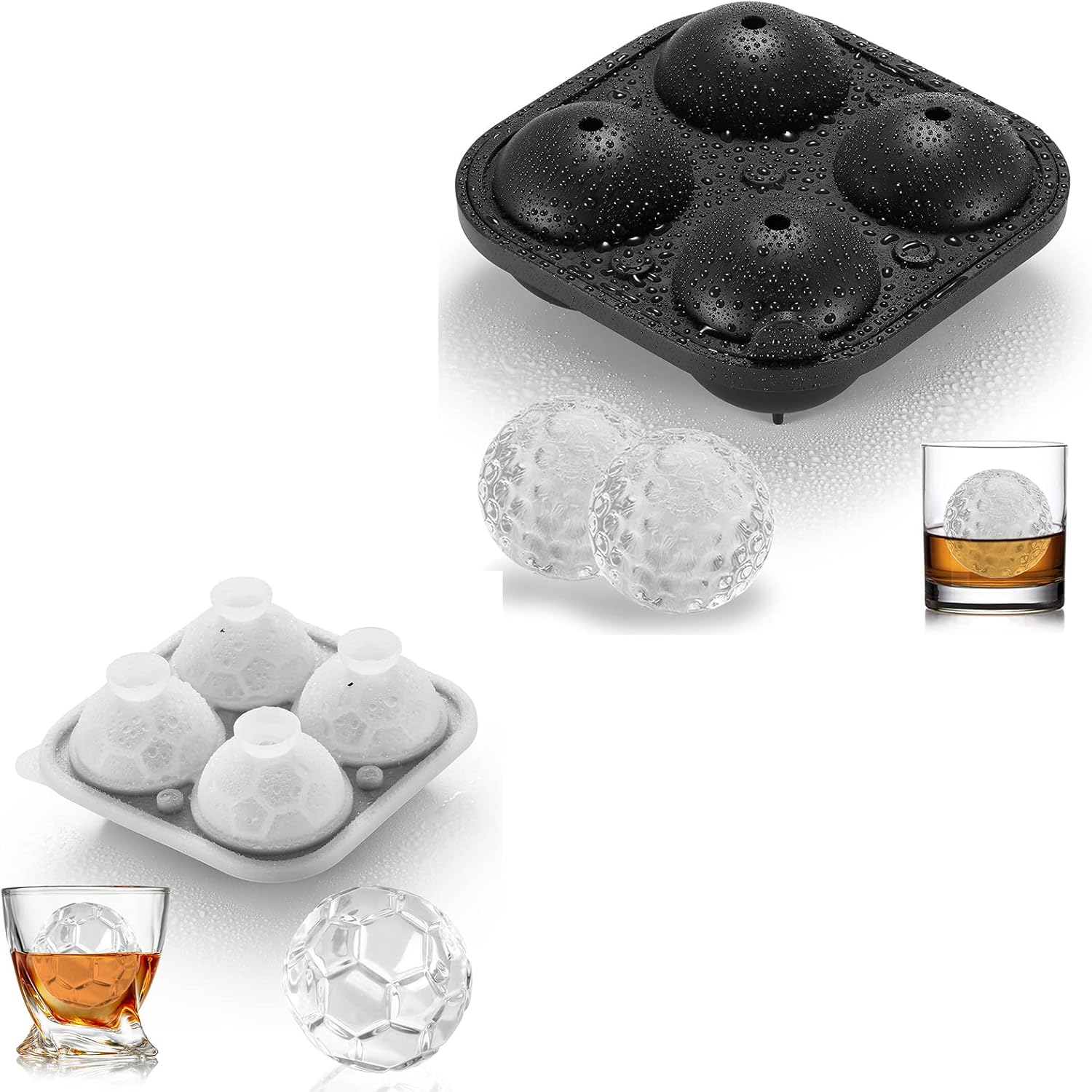 Silicone Soccer & Golf Ice Cube Mold, Novelty Football Gifts, Large Craft Round Sphere Ice Ball Molds For Game Day, Whiskey, Cocktails, Bourbon