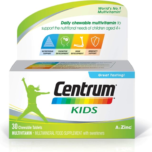 Centrum Kids Multivitamins & Minerals Tablets, 16 essential nutrients including Vitamin D, 30 Tablets