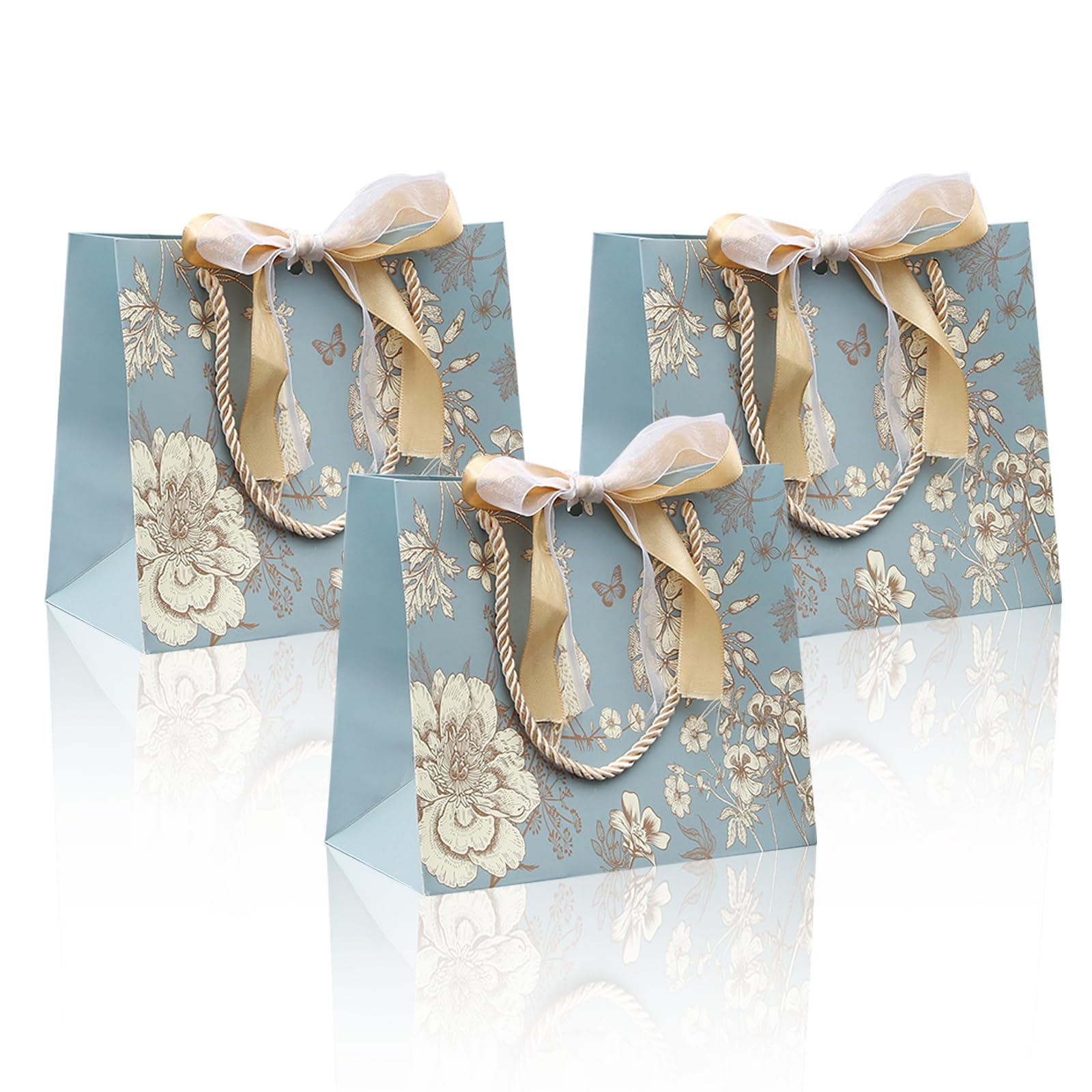 8 Pack Gift Bags For Presents, 4 Styles Medium Gift Bags With Ribbons And Handles(4 Colors-01