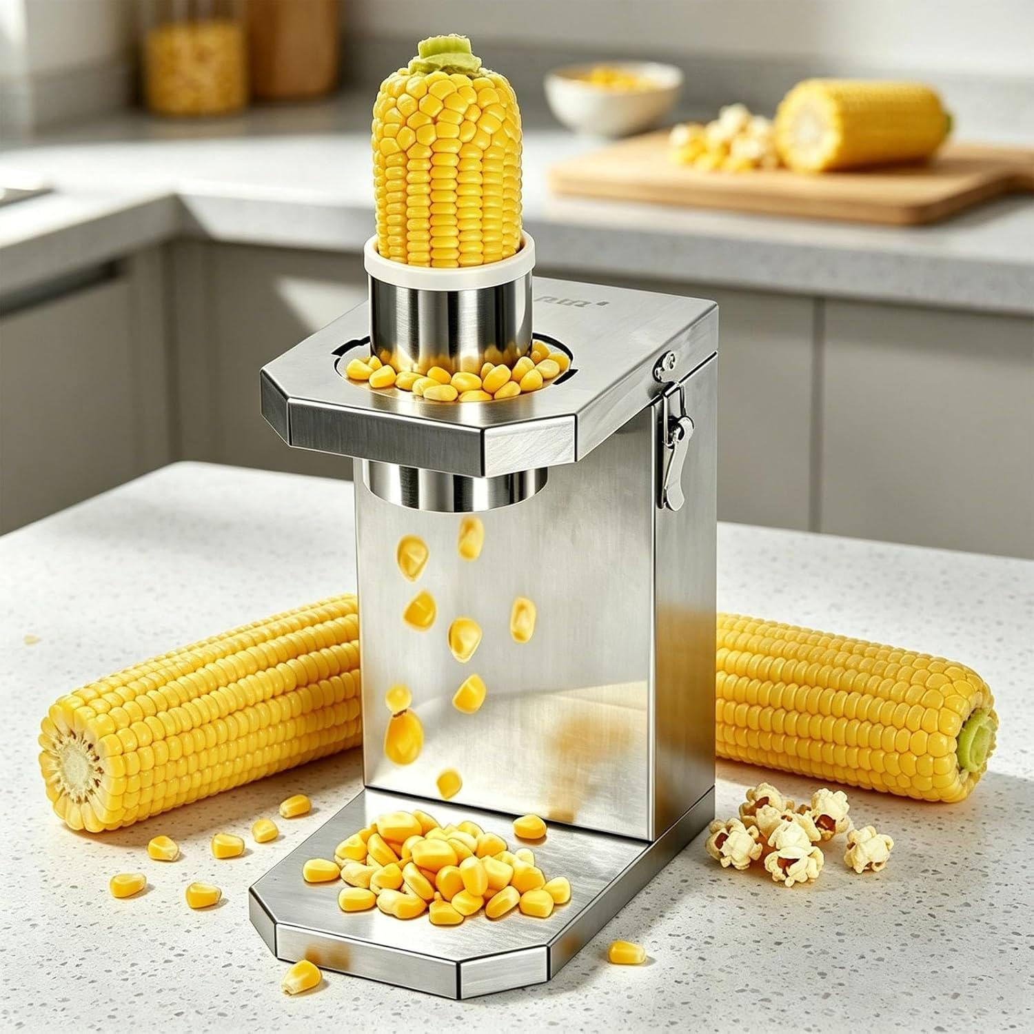 LSHFYV Electric Corn Thresher, 2.56 in Wide Feed Chute, Stainless Steel