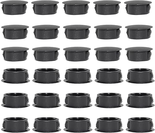 Miniatura 2 de Murtenze 30 tapones de agujero negro de 0.787 in (1316 pulgadas), cubierta de cierre de plástico tipo empotrado, tapón redondo de plástico para