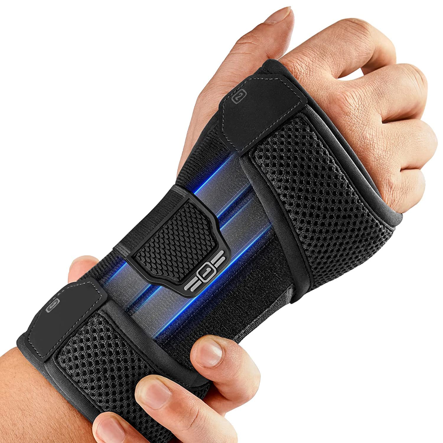 FREETOO Handgelenkstütze mit 3 Metallschiene zur Karpaltunnelsyndrom | Handgelenk Bandagen mit Weiche Polster für Frauen Männer, Handgelenkschiene für Tendinitis,Arthritis,Verstauchungserholung