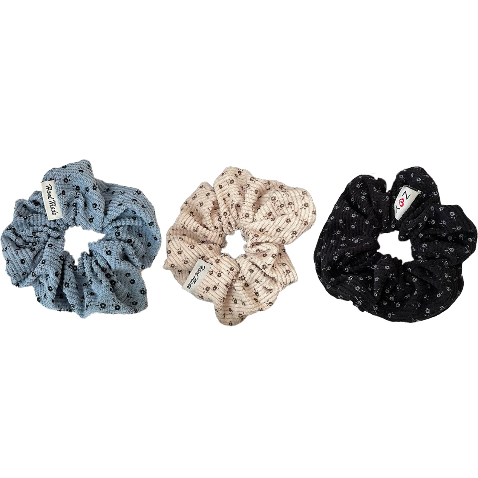 Qiwenr 3 Stück Haargummi aus Cord, Scrunchie, Haargummis Scrunchies für Damen, rib Velvet Scrunchie, Haargummis