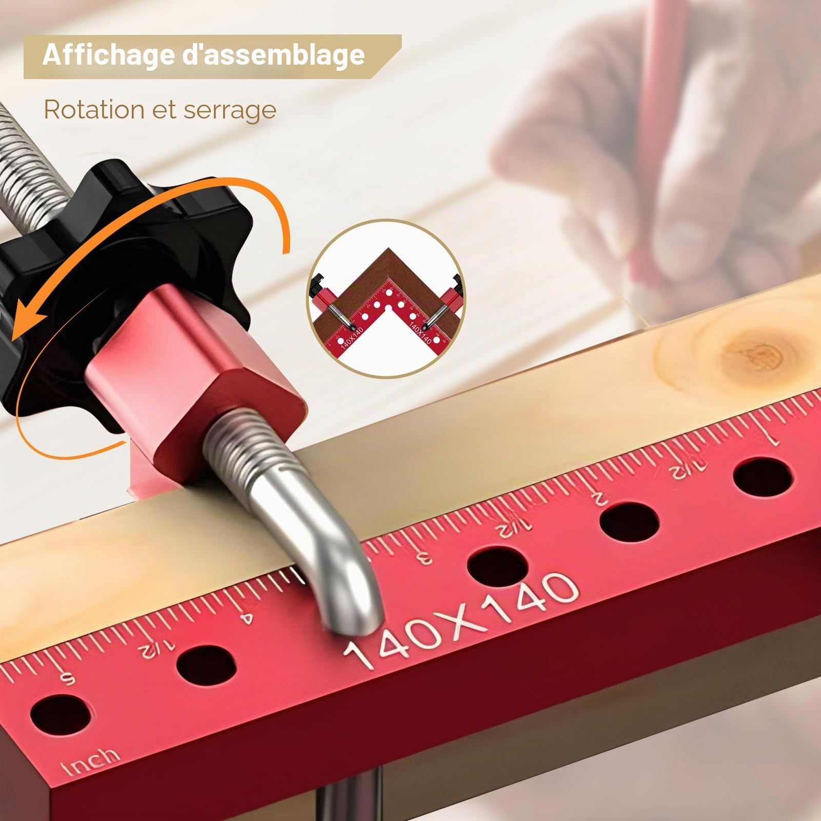 équerres De Positionnement à 90°, Lot De 4 équerre De Positionnement à 90° 140 Mm (5,5 Pouces) En Aluminium Outils De Menuiserie équerre Charpentier Pour Le Travail Du Bois Et Le Bricolage Rouge
