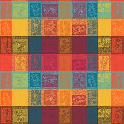 Miniatura 2 de Garnier-Thiebaut - Mantel jacquard francés Mille Vegetaux Sunset de 45 x 45 pulgadas, 100% algodón