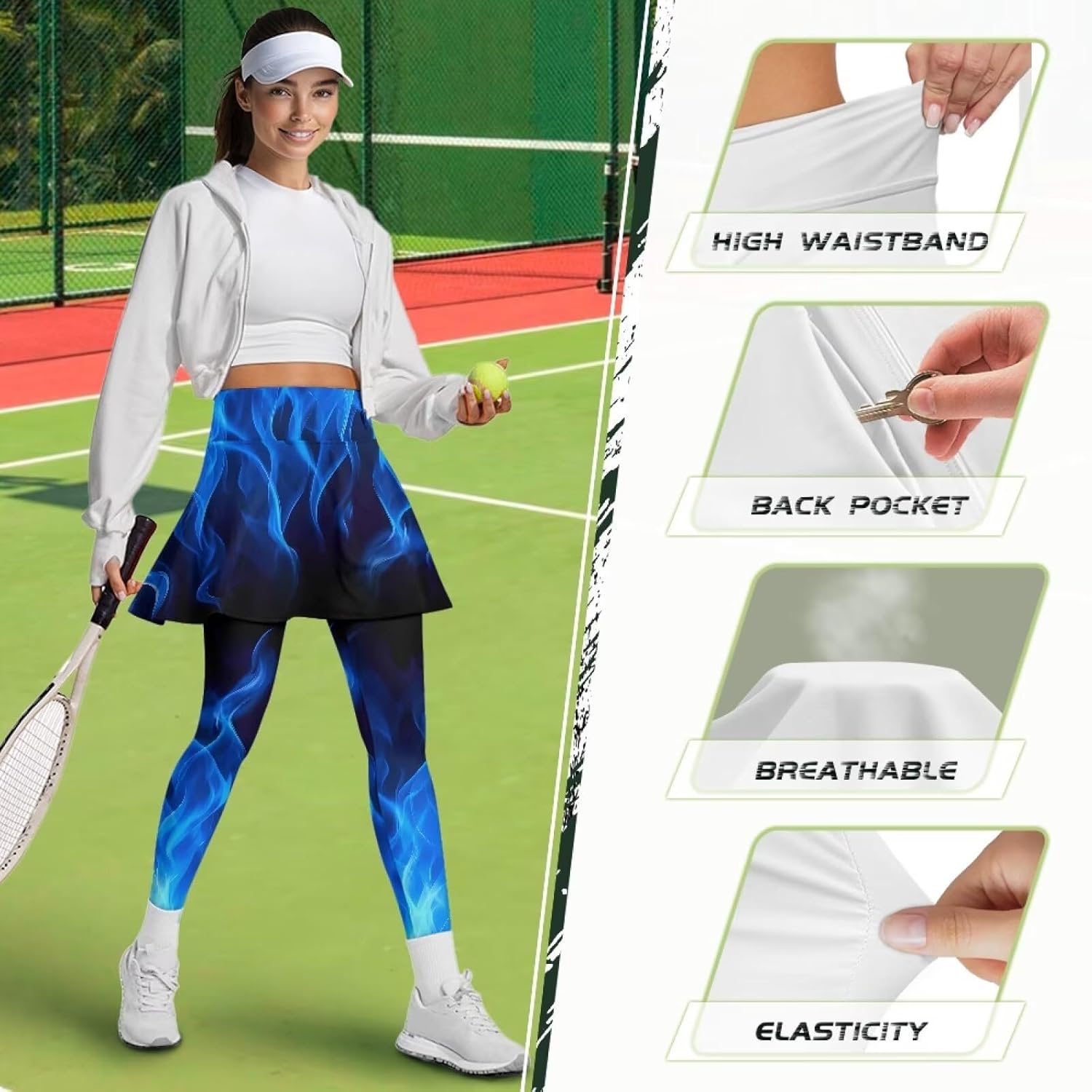 Womens Tennis Skirted Leggings with Pockets Athletic Skirts with Leggings Workout Active Golf Skort