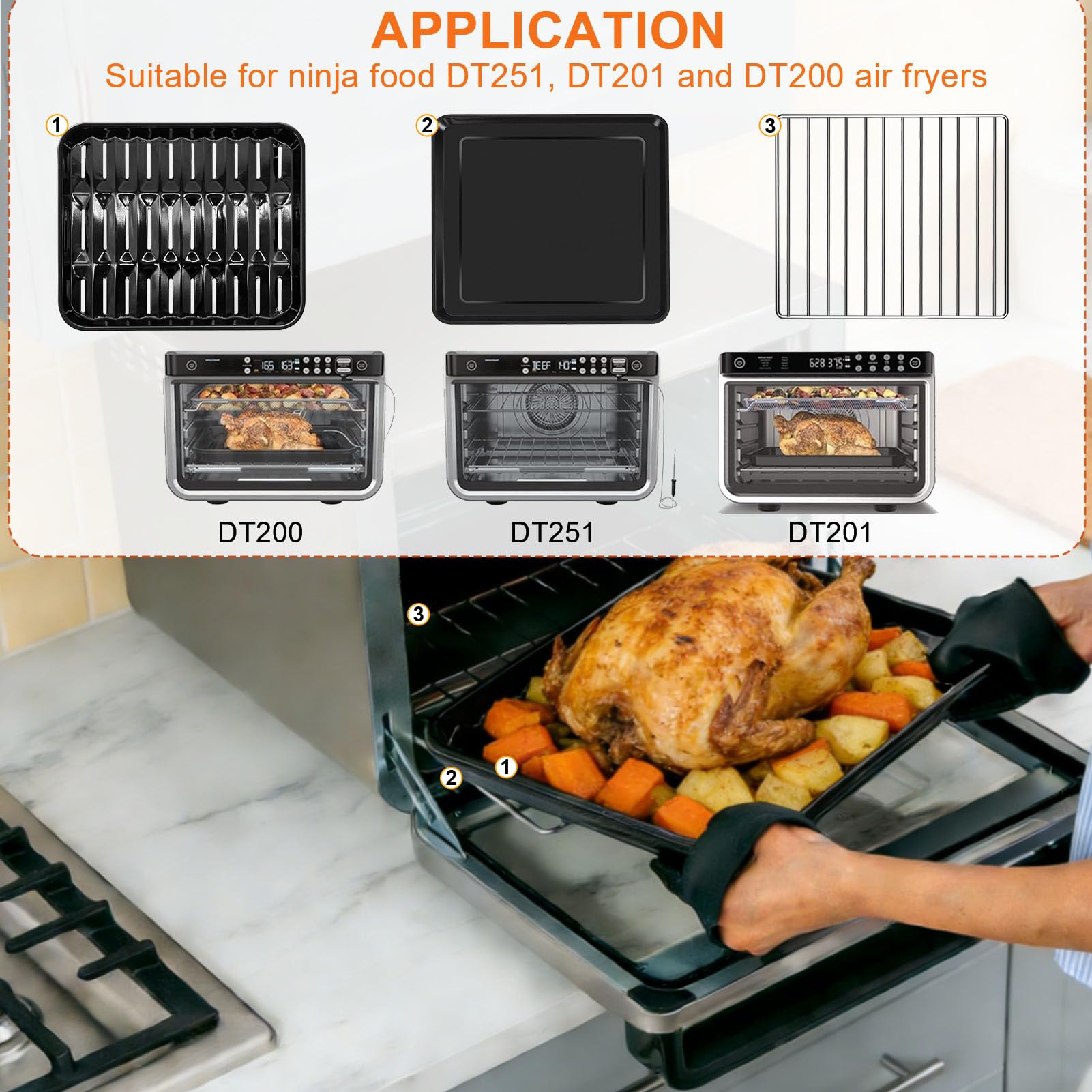 Amazon.com: GWYXC 3PCS Air Fryer Rack & Pan Set for Ninja DT251