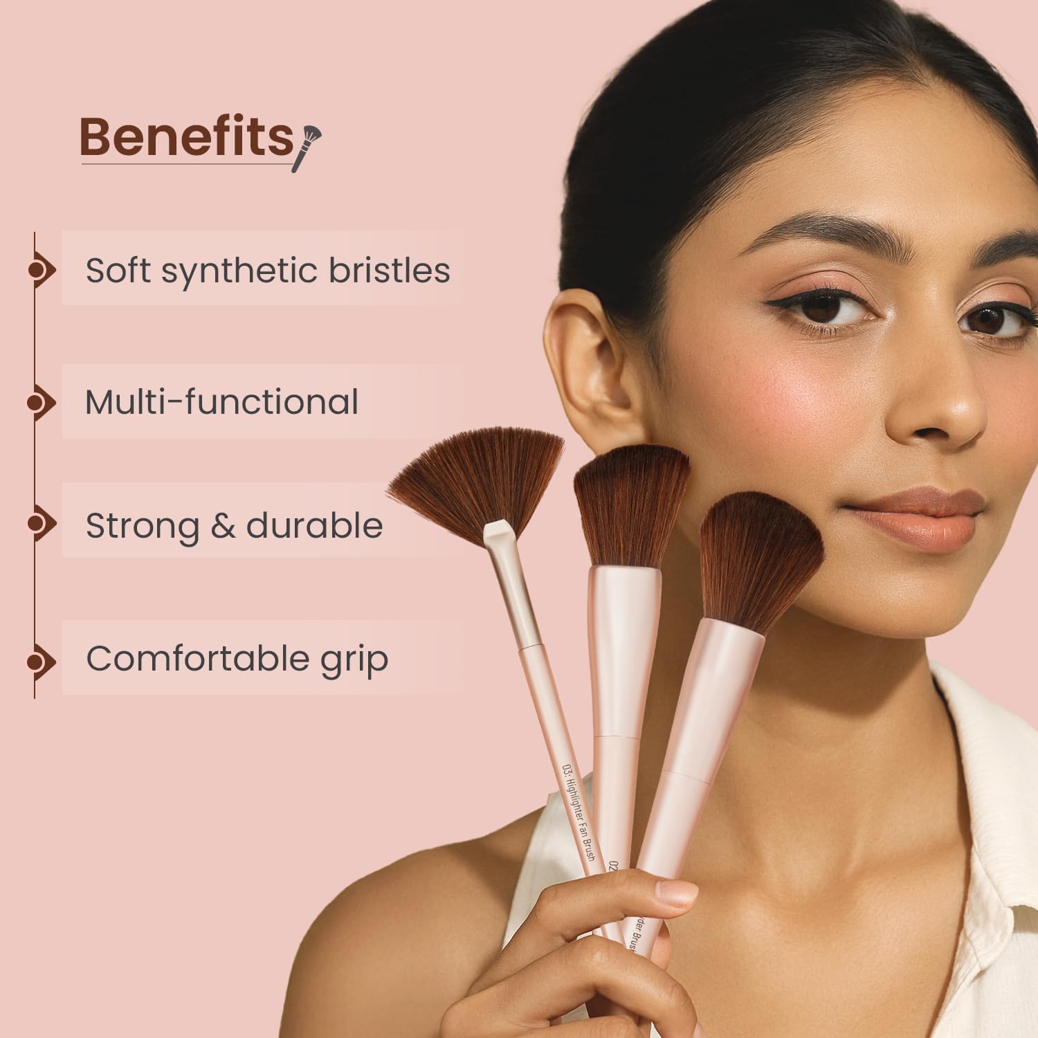 Swiss Beauty Heartistry - Set di pennelli da trucco, 12 pezzi, per viso, occhi e labbra, morbide setole sintetiche, multifunzionali, miscelazioni impeccabili, certificazione PETA, 12 pezzi