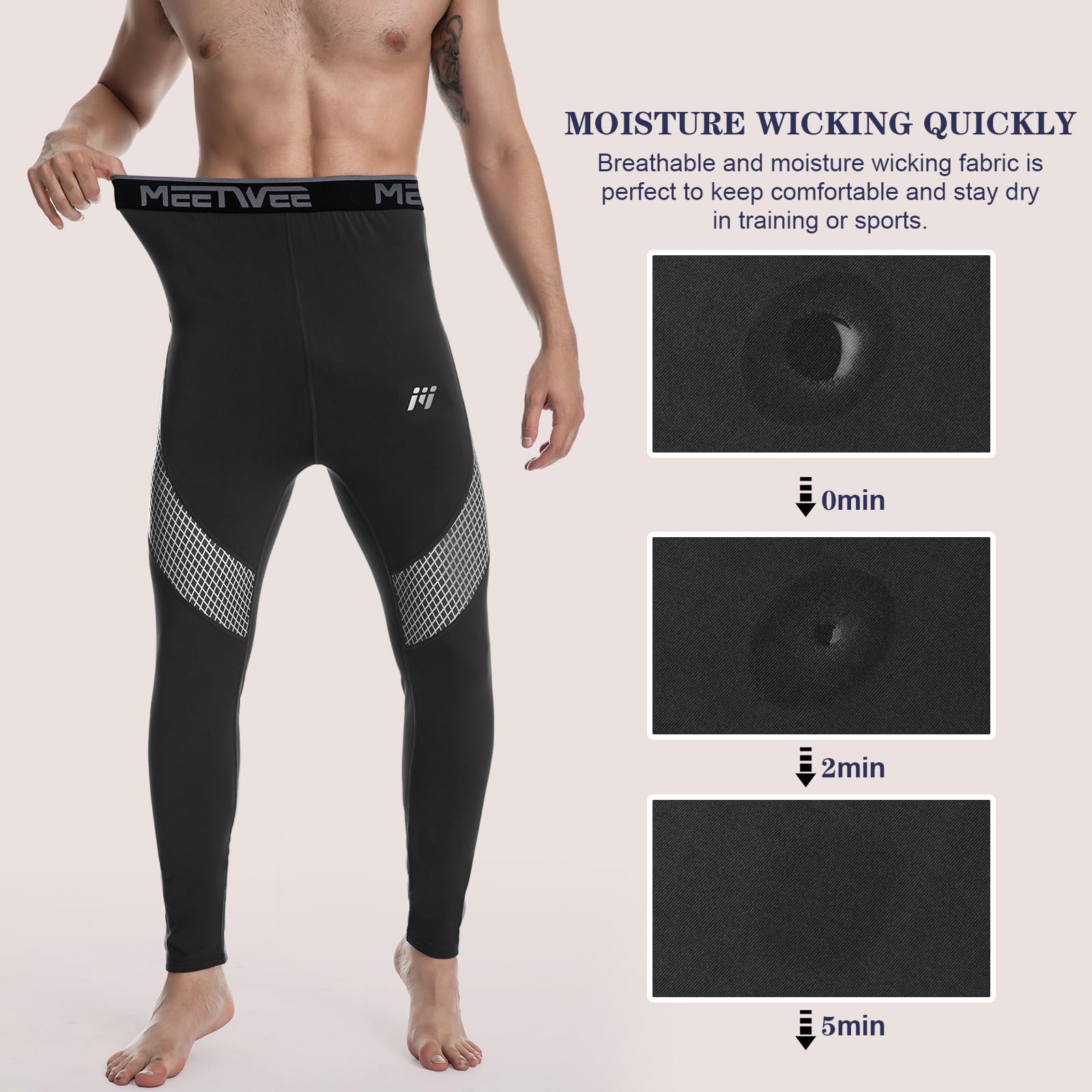 MEETWEE spodnie kompresyjne męskie sportowe legginsy - Legginsy Mężczyźni