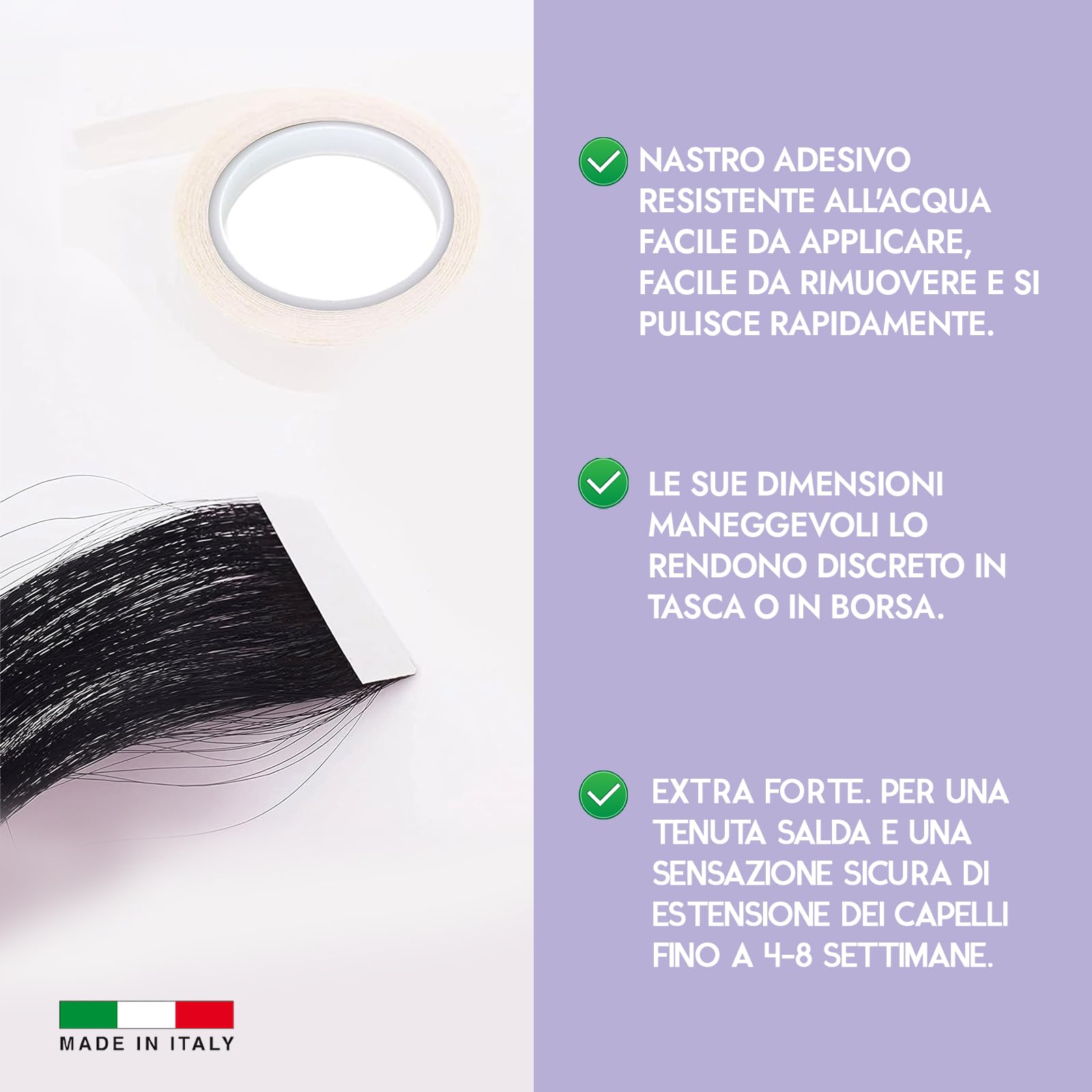 Nastro Extension Biadesive per applicazione Extension Adesive e Sostituzione Extra Forte Tape 1 Pezzo - 2 Metri