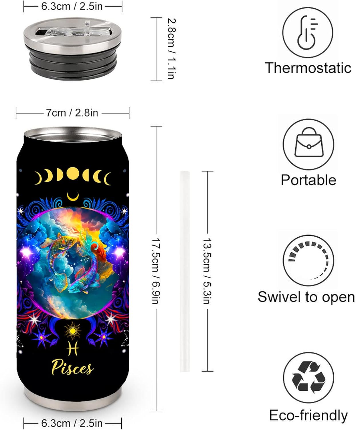 Pisces Zodiac Gifts Pisces Constellation Stainless Steel Tumbler Cup 17oz image 3