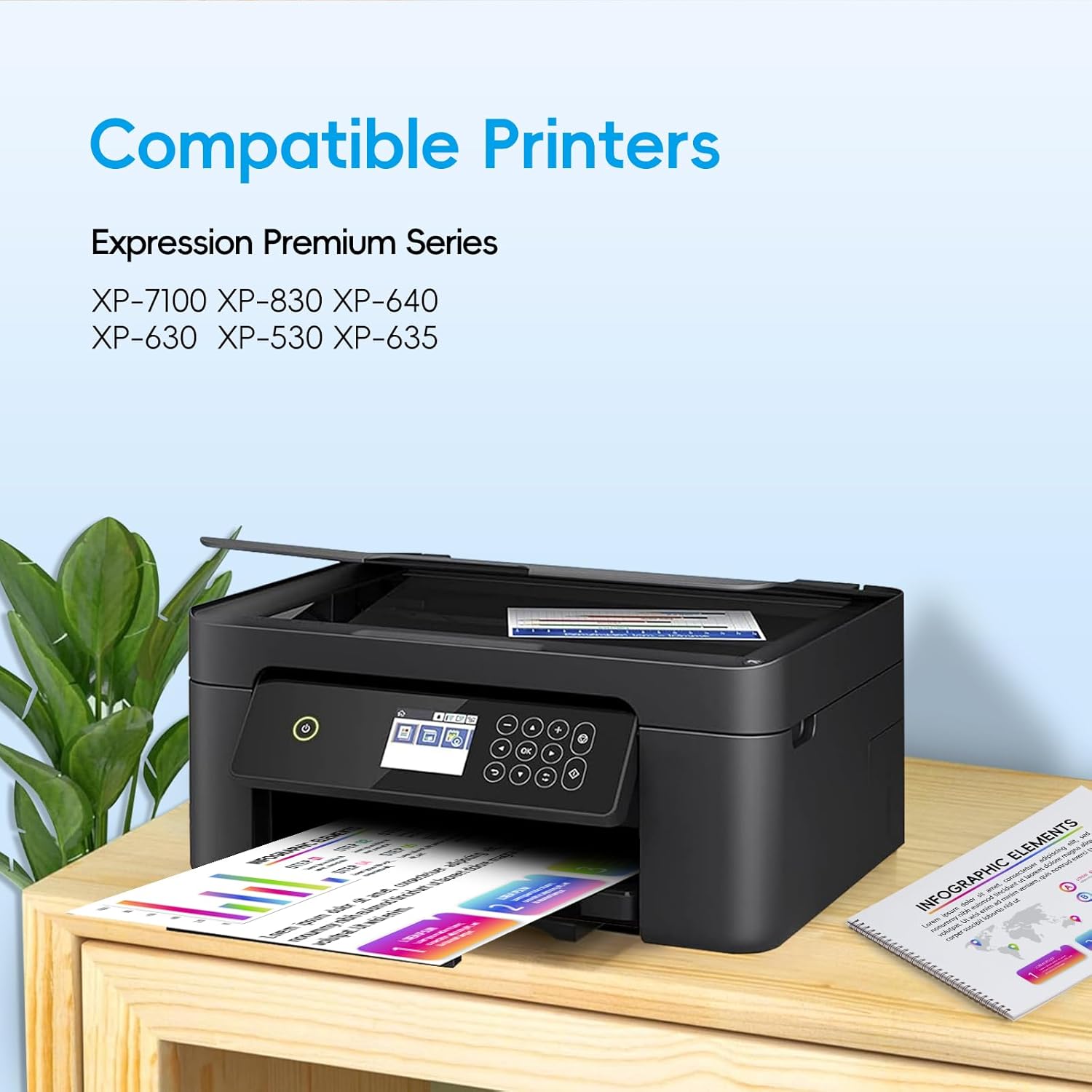 Remanufactured Ink Cartridge Replacement Multipack Work with Epson Expression Home XP-7100 XP-830 XP-640 XP-630 XP-530 XP-635 XP7100 (5-Pack)