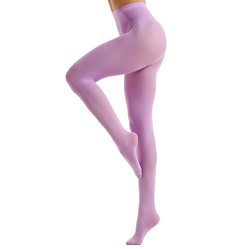 Frola Women's 80 Denier Soft Semi Opaque Solid Color Footed Pantyhose Tights - Small-Medium - Lavender 1 Pair