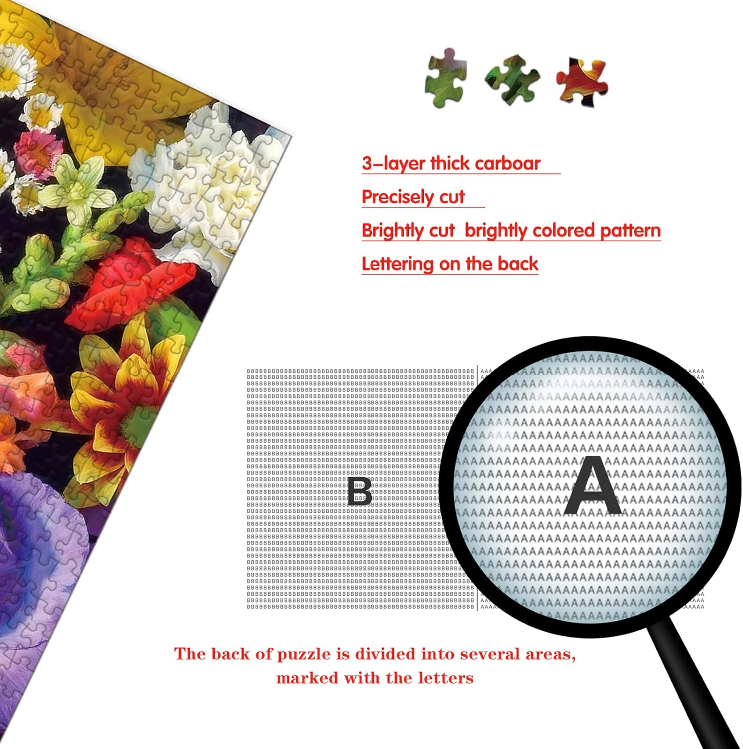 Cluster Flowers Bouquet Puzzle for Adults, Challenging Impossible Difficult Hard Fun 1000 Pieces Jigsaw Puzzles
