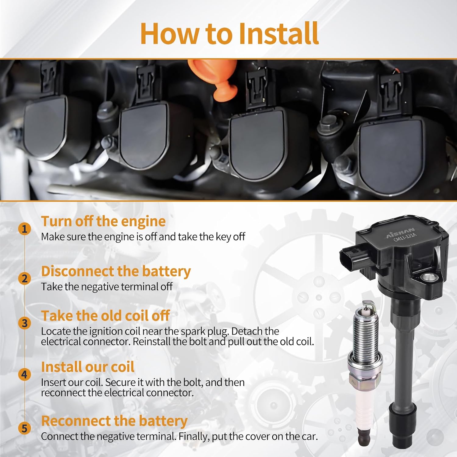 Set of 4 Ignition Coil Pack and Iridium Spark Plugs Compatible with Honda Civic 2.0L 2016-2020, for Honda Fit 1.5L 2015 2016 2017 2018 2019 L4 UF749 305205R0013 305205R0003 CM11121A