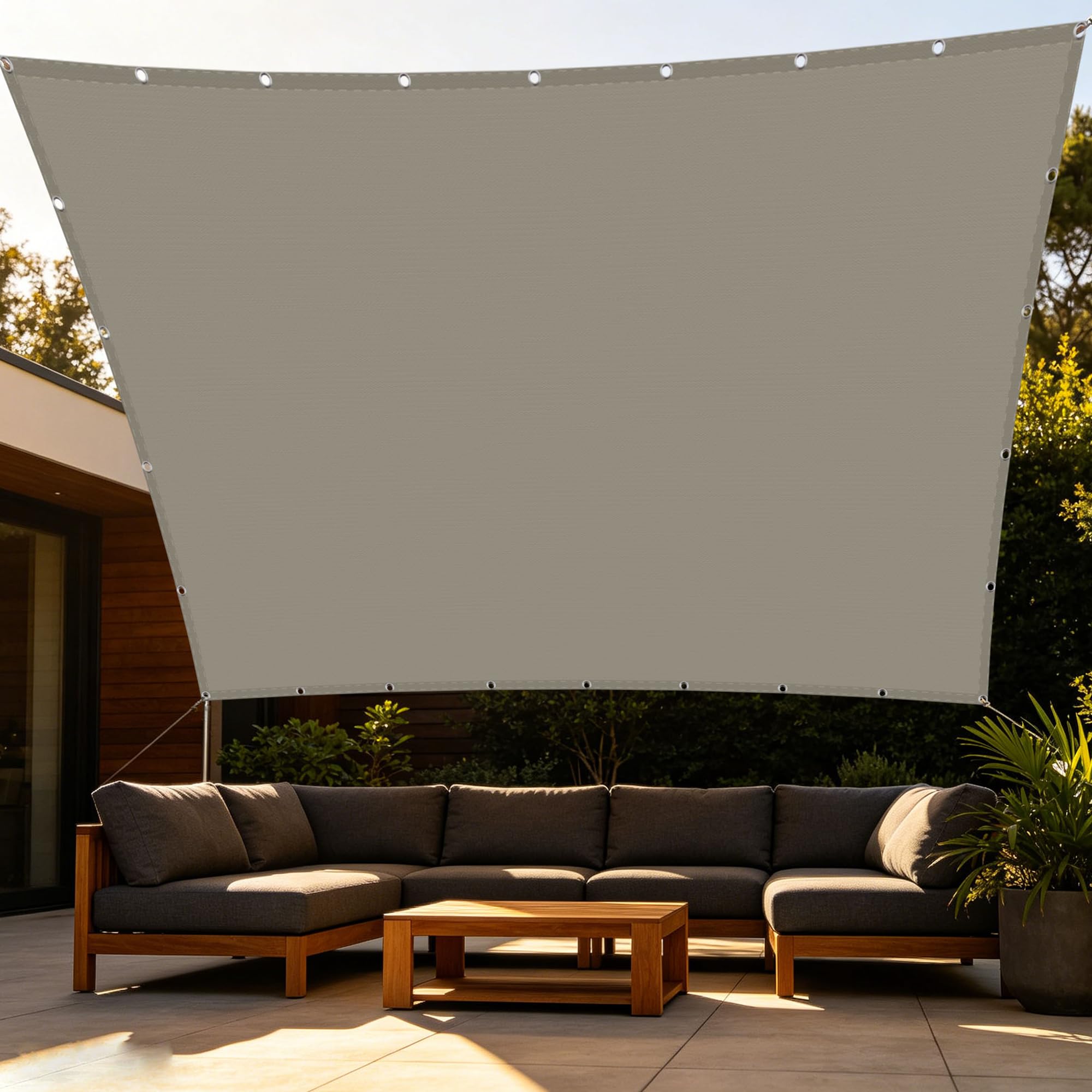 Voile d'ombrage haut de gamme 200x500 cm, toile taupe imperméable anti-déchirure
