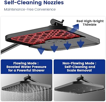 JOMOO Handheld Shower Head Combo, 10 Spray Modes High-Pressure Handheld Showerhead with 12 Square Rainfall Shower Combo, Dual Showerhead Set with 71 Inch Long Shower Hose, Matte Black