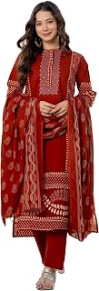Amayra Women's Pure Cotton Straight Kurta Set with Palazzo Pants & Dupatta|Ethnic wear|Kurta Set for Women Price In India