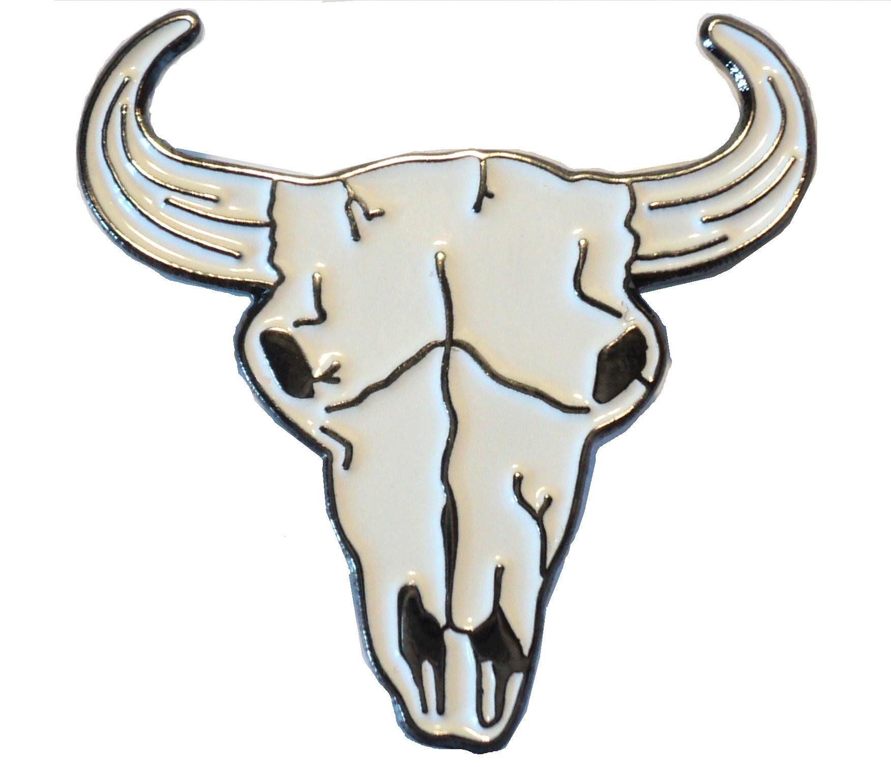 Cattle Skull Bull Celtic Steer Cow Head Spiritual Mythological Symbol Metal Enamel Badge