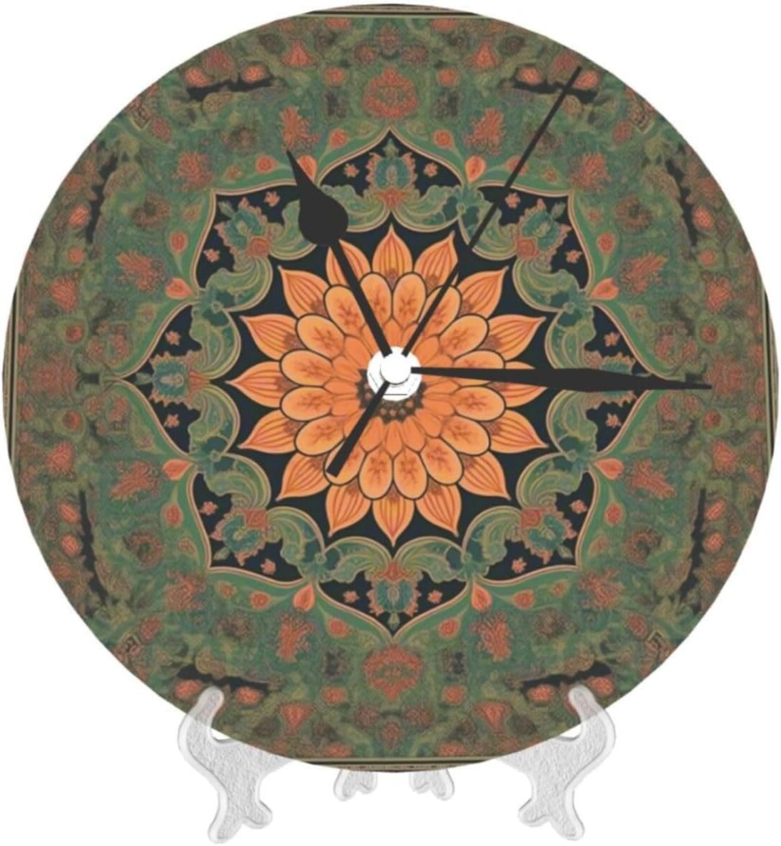 Boho Wall Clock 10 Inch Battery Operated Silent Non-Ticking Round Classic Wall Clocks Decorative Small Analog Clock for Kitchen, Living Room, Office, Bathroom