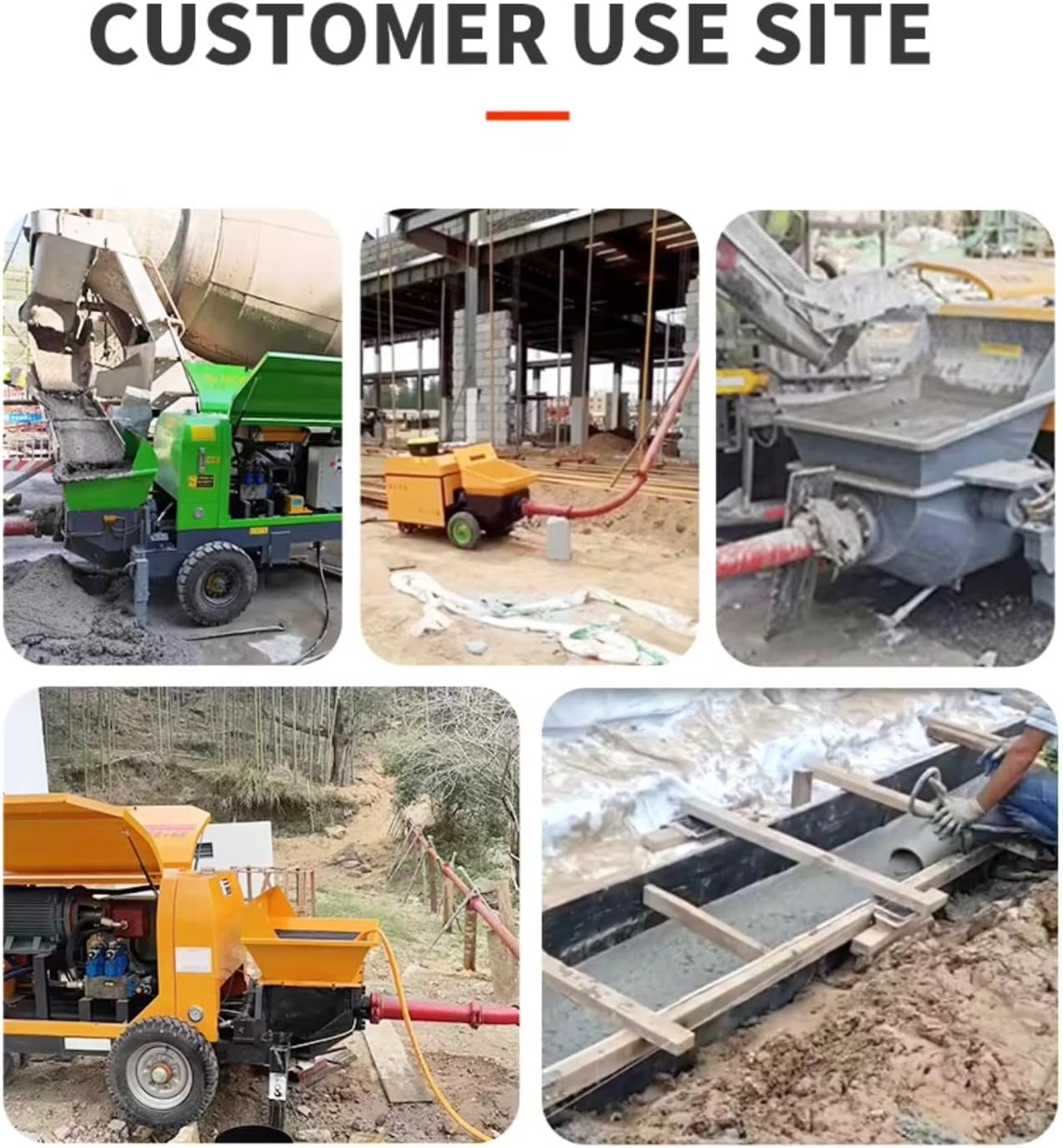 Hydraulic Mixing & Pumping Durable Stable Operation Concrete Mixer with Concrete Pump Powered Concrete Transfer Pump Portable for Secondary Structure Pouring