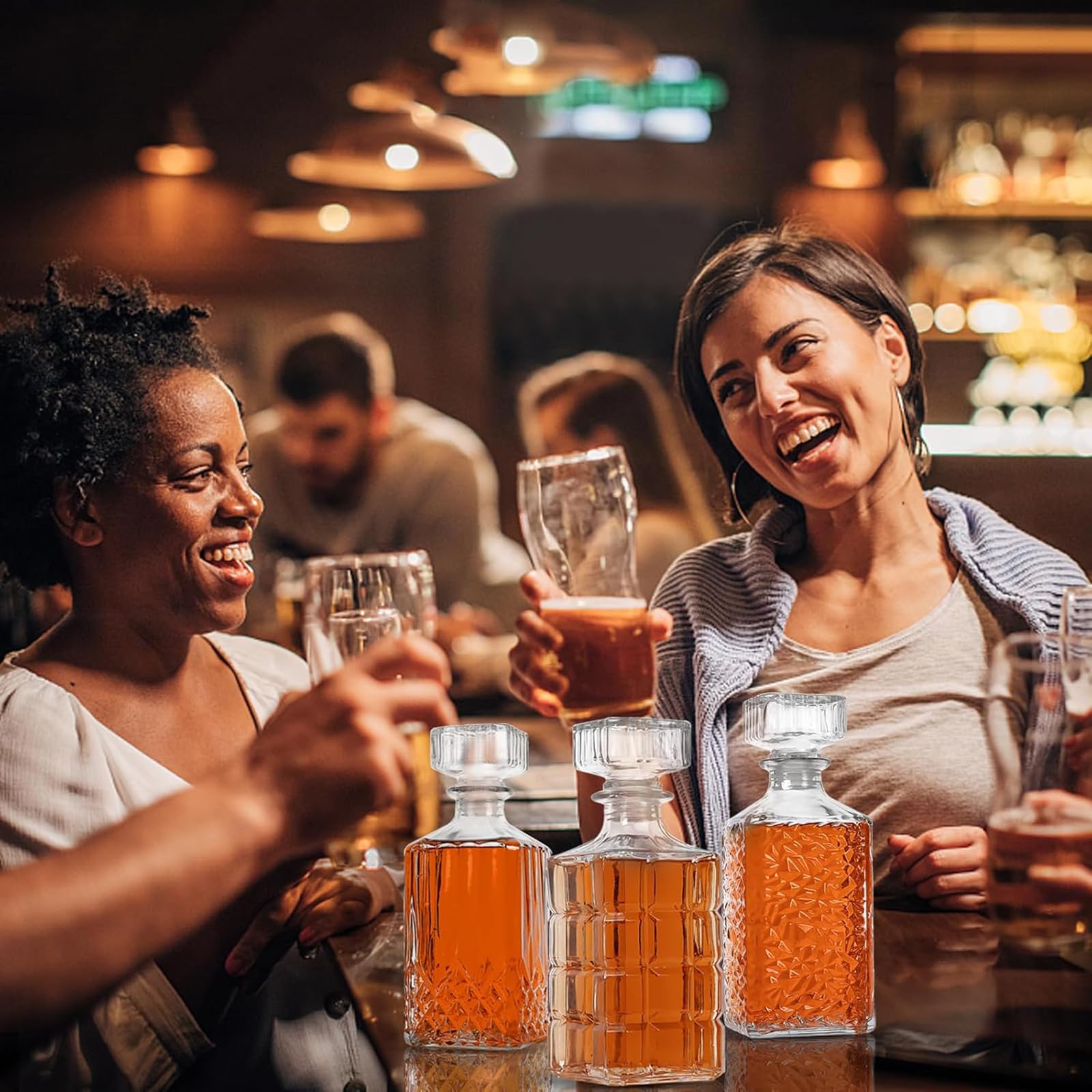 3 szklane karafki do alkoholu, karafki na alkohol, karafka do wina ze szkła kryształowego, akcesoria do napowietrzania wina dla miłośników wina