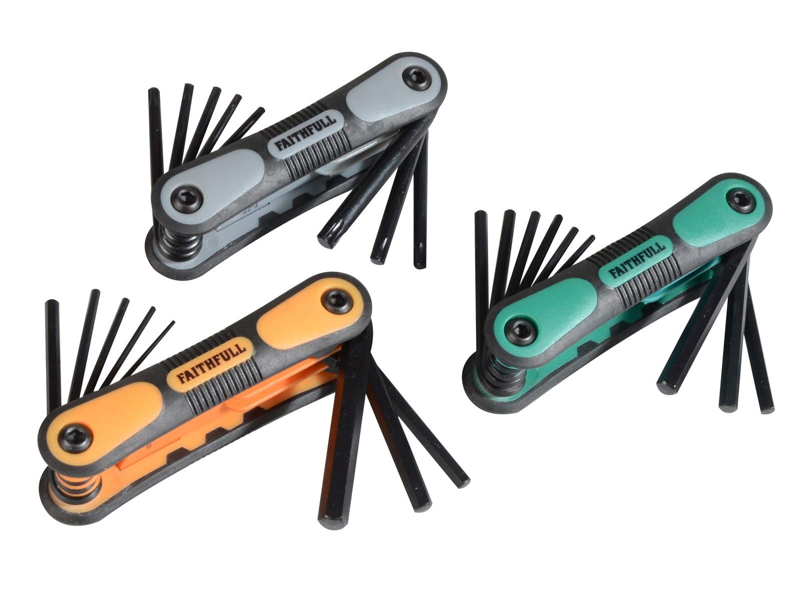 Faithfull Multi-Colour X3 Hex Allen Torx Keys Imperial Metric Star Xms18hexkey3 Faihkstriple