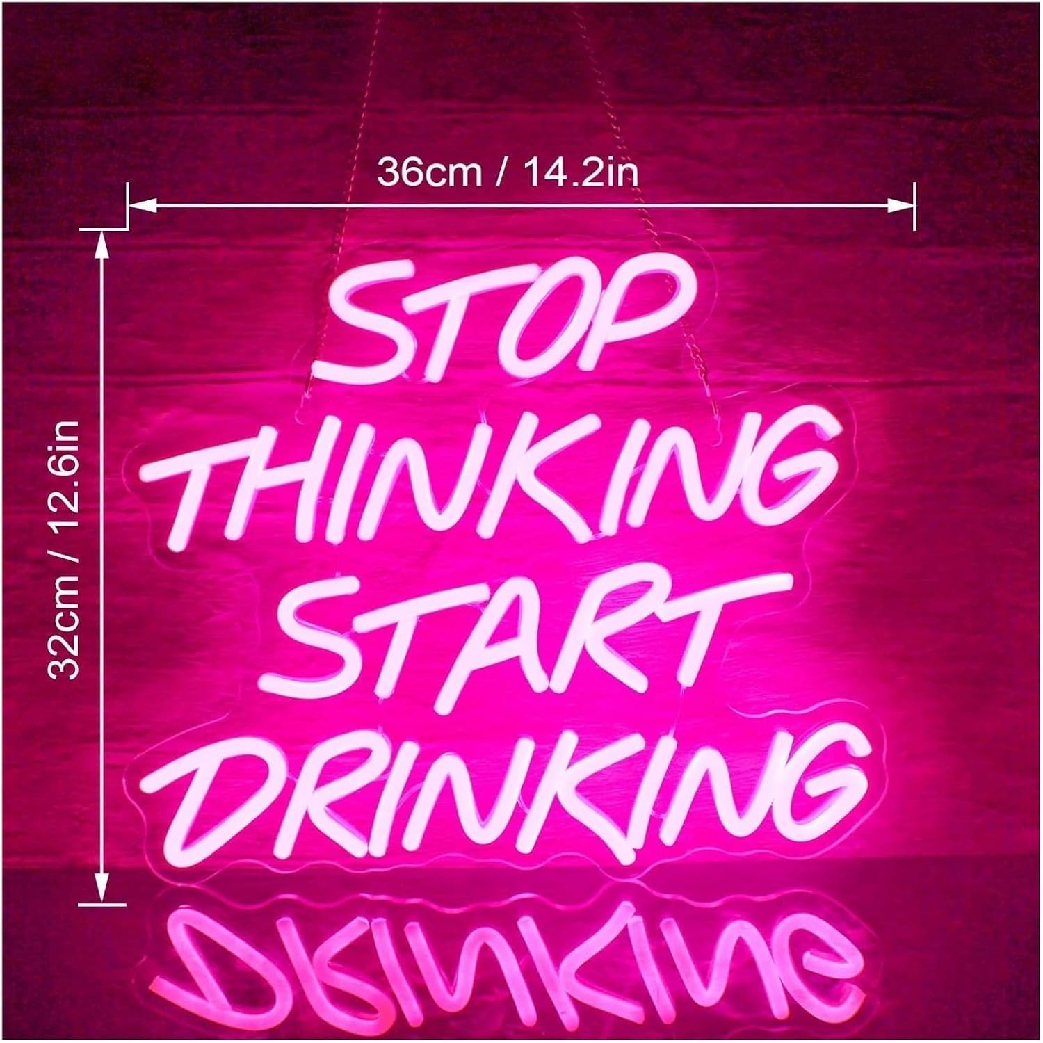 Neon Signs Stop Thinking Start Drinking Sign Personalized Led Lights Bar Room Home Studio Restaurant(C) image 2