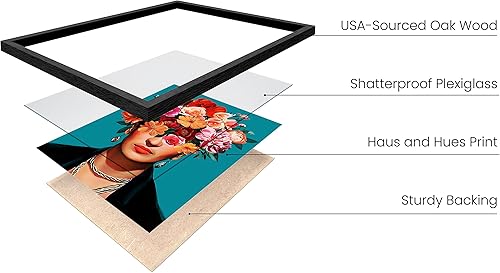 Miniatura 2 de HAUS AND HUES Frida Kahlo, arte mexicano - Diego Rivera Impresiones enmarcables, regalos de empoderamiento femenino, arte de pared de flores (marco