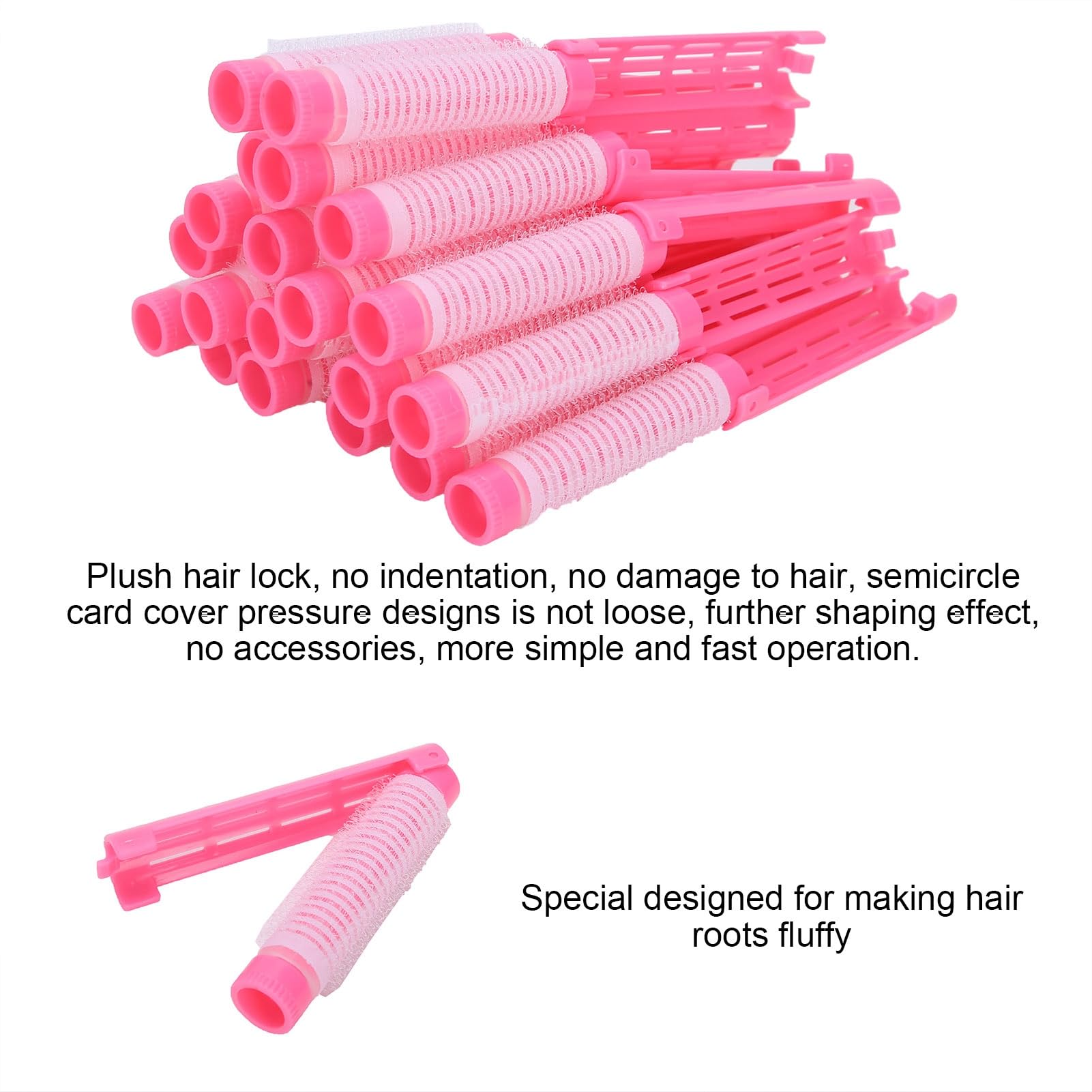 RIZGHWOY Dauerwellenstäbe, 20 Stück, Keine Schäden an Lockenwicklern mit Plüschverschluss-Design, für Frauen, Langes, Kurzes Haar, Styling-Werkzeuge (PINK)