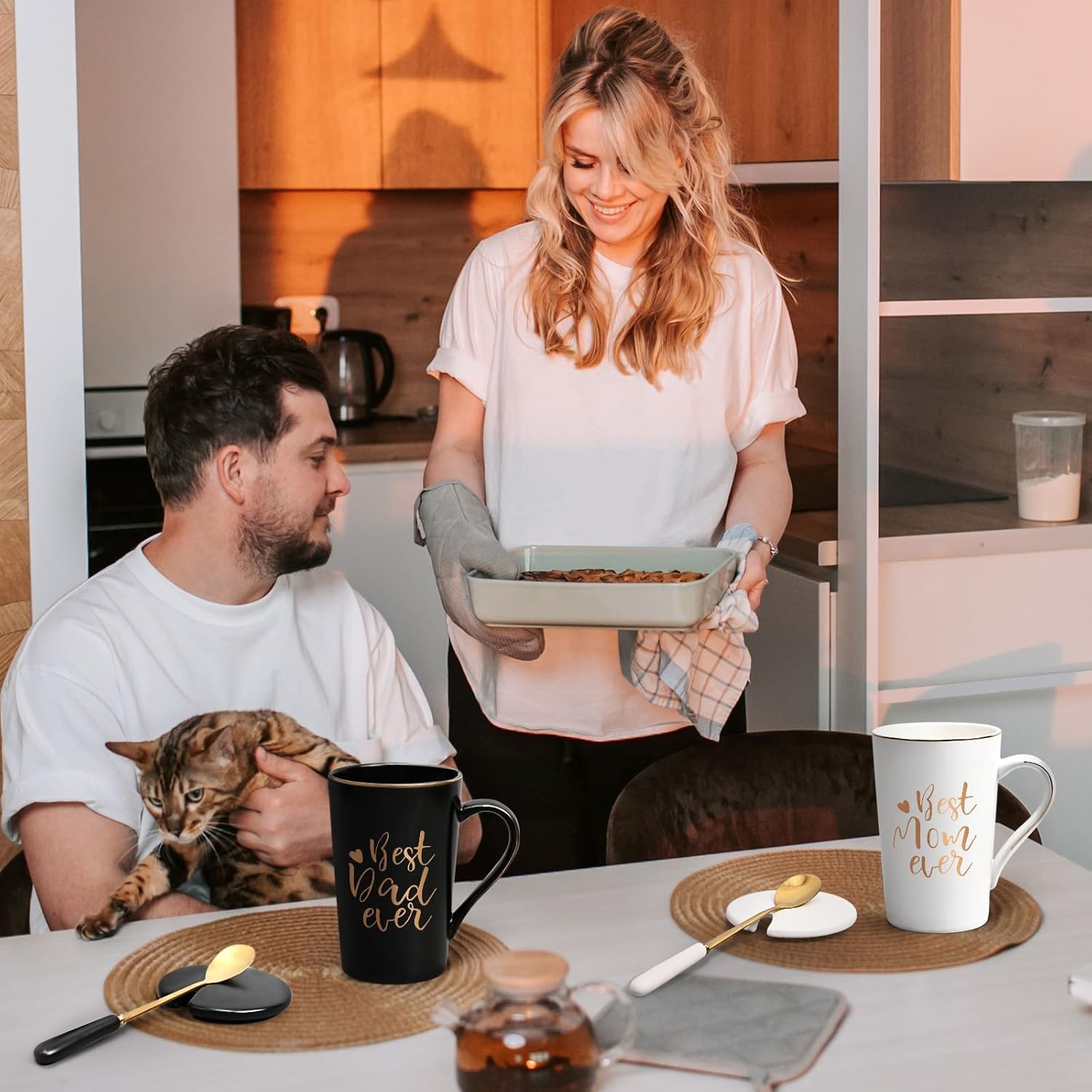 YHRJWN Best Mom and Dad Gifts, Mom and Dad Mugs, Best Parents Ever Coffee Mug, Christmas Gifts for Parents from Daughter Son, 14 Oz - Image 3