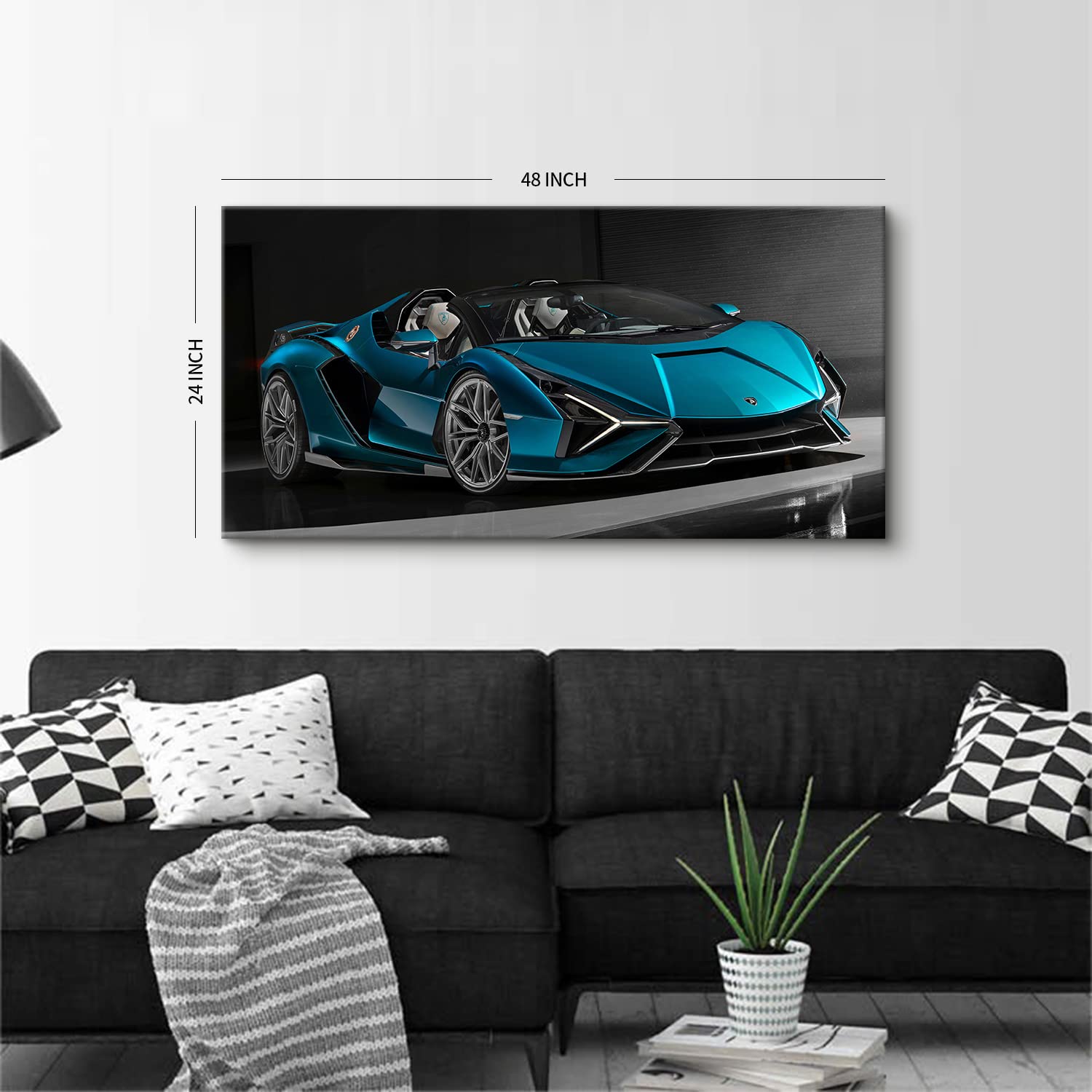 Kunstgestalten24 Canvas foto Lamborghini Aventador Red Style muurschilderingen Auto Art Print XXL grote maten muur decoratie, afmetingen: 90x50cm met 2cm frame : Kunstgestalten24 Kunstgestalten24 Canvas foto Lamborghini Aventador Red Style muurschilderingen Auto Art Print XXL grote maten muur decoratie, afmetingen: 90x50cm met 2cm frame : Kunstgestalten24