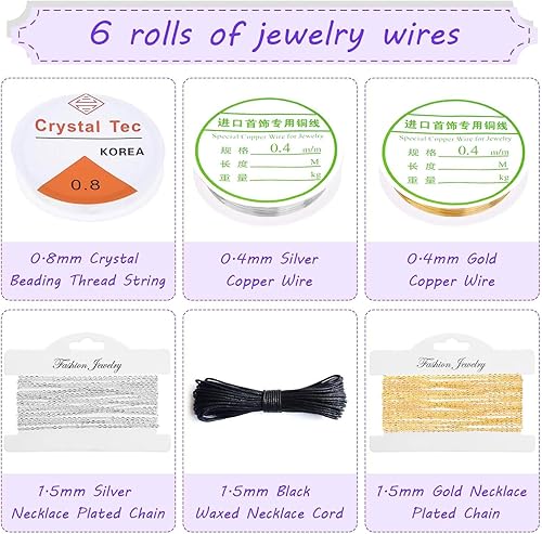 Miniatura 6 de shynek Kit de fabricación de joyas suministros para adultos con herramientas, alambres, hallazgos y dijes para hacer y reparar