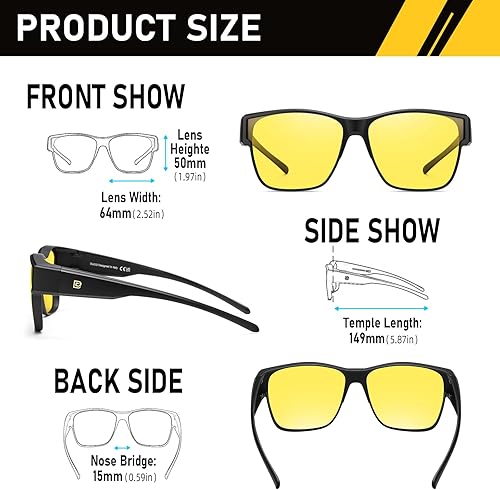 Miniatura 3 de DUCO Lentes de conducción de visión nocturna para hombres y mujeres, antirreflejos, polarizados, amarillos, lentes nocturnos, 8990Y, Lente de visión