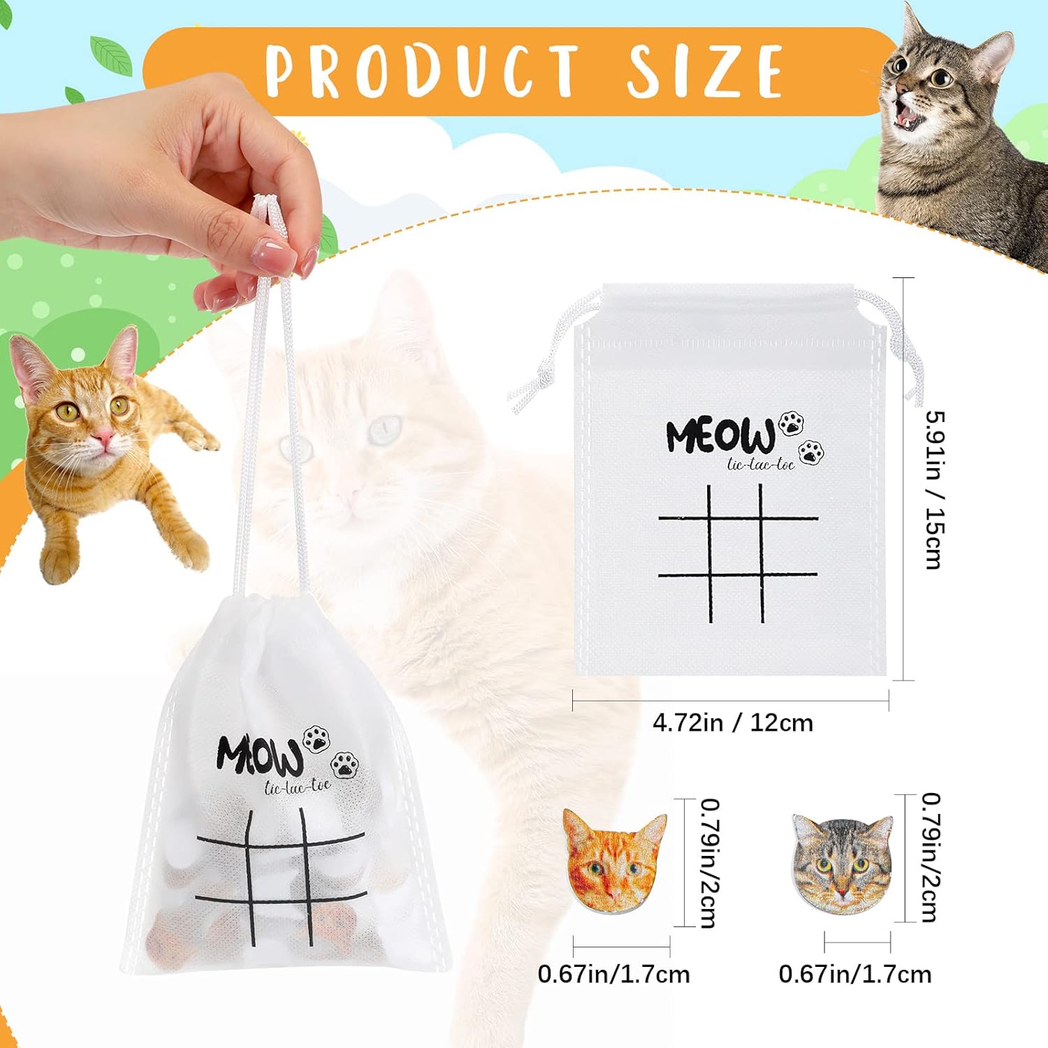 Sotiff 36 Sets Cat Tic Tac Toe Games for Kids Kitties Party Favors Cat Goody Bag Stuffers Classroom Exchange Gifts Outdoor Indoor Activities for Adults Kids School