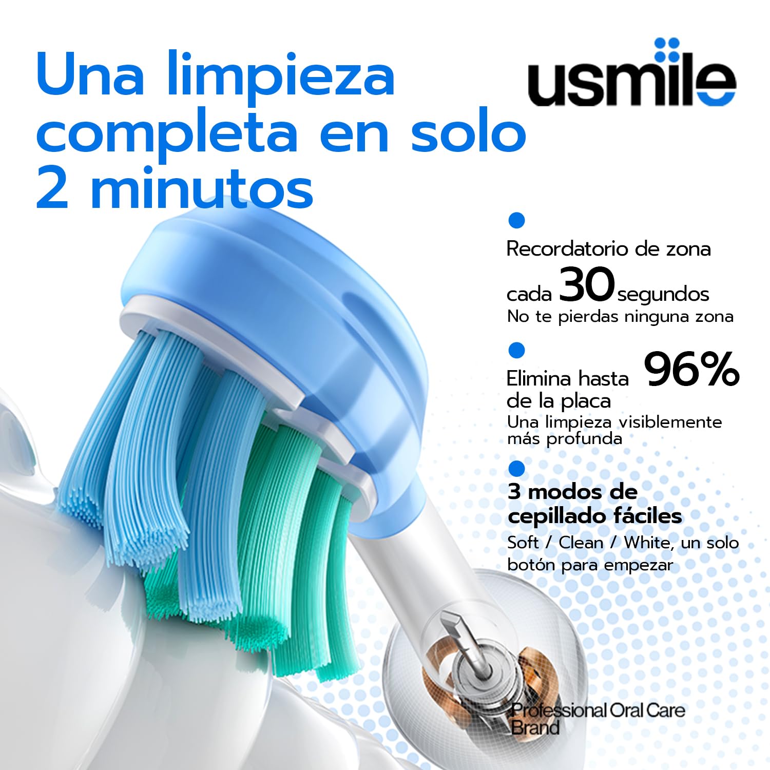 usmile P10S Brosse à Dent Électrique - 3 Modes : Nettoyage Profond & Blanchiment, Autonomie 180 Jours, Tête à Brosse Souple Gencives pour Dents Sensibles, Minuterie Intelligente, 2 Têtes de Rechange