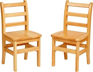 ECR4Kids Three-Rung Ladderback Kids Chairs, 14in Seat Height, Honey, 2-Pack - Classroom Playroom Seating
