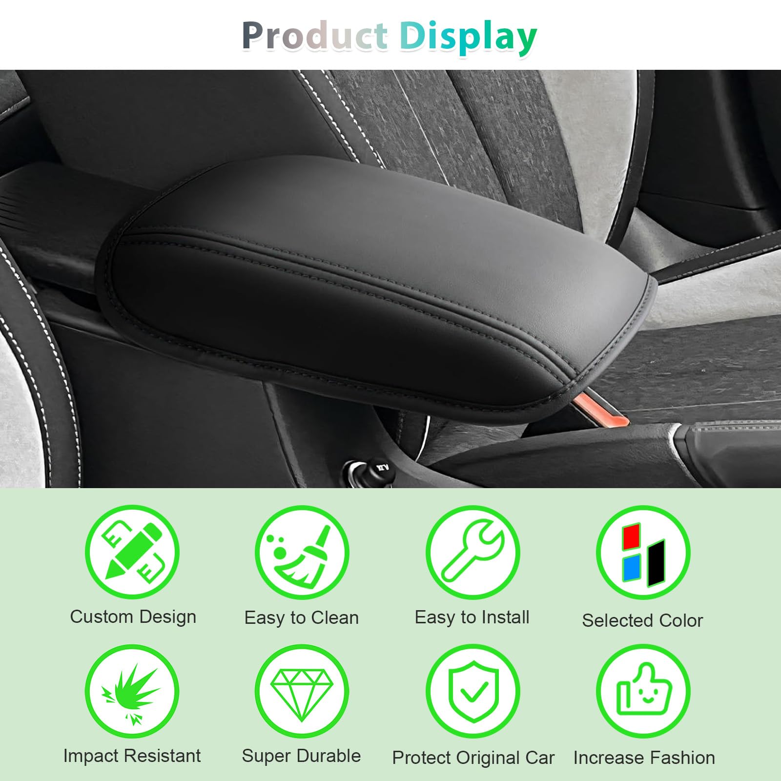 GAFAT Compatibile con Skoda Kamiq 2019–2024 2025 Copertura per Bracciolo Centrale, Kamiq 2024 Bracciolo Protezione Microfibra PU Pelle Imbottitura, Kamiq Accessori 2024 (Nero)