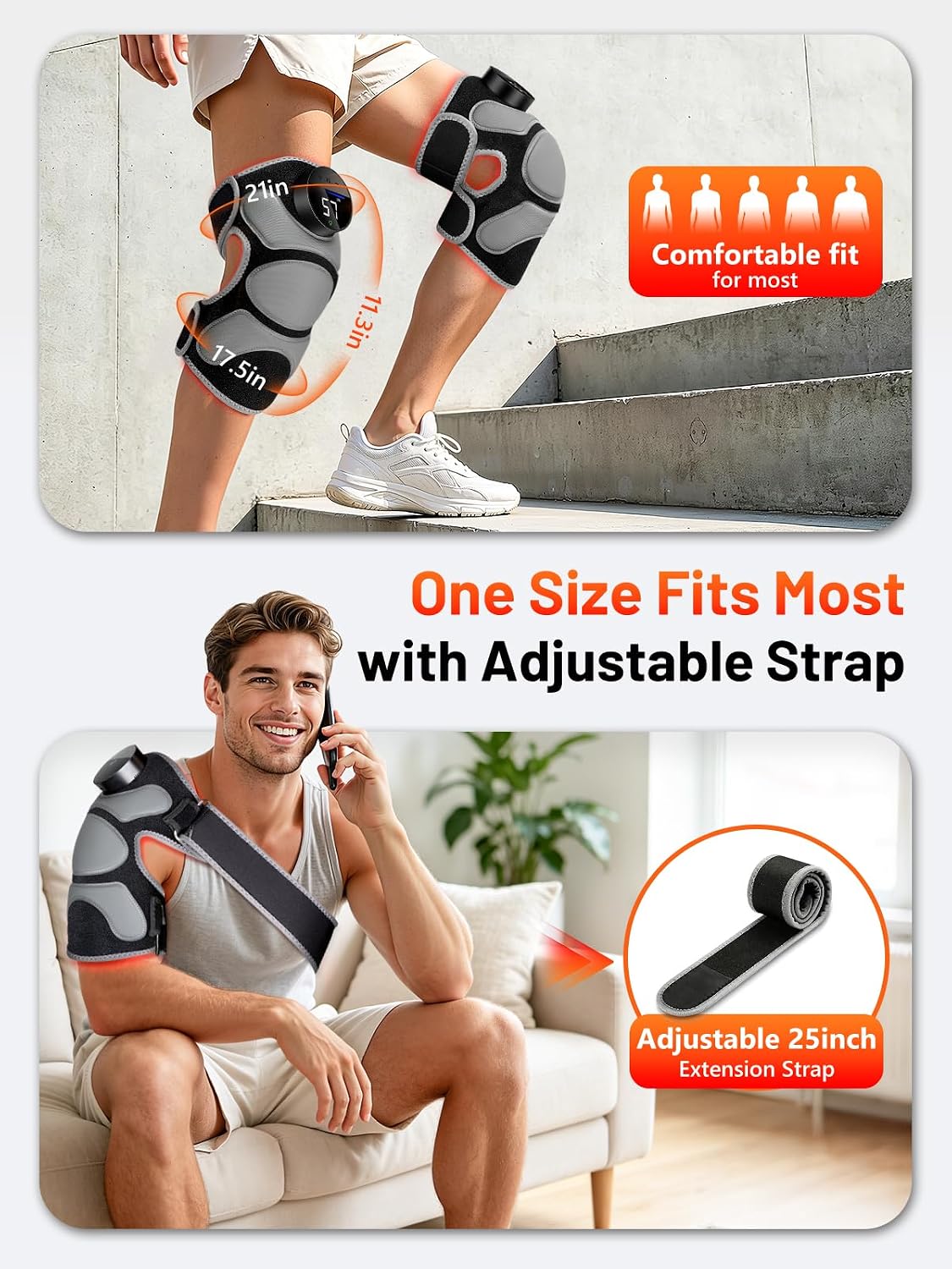 3-in-1 Red Light Therapy Knee Massager with Heat & 4 Vibration Motors