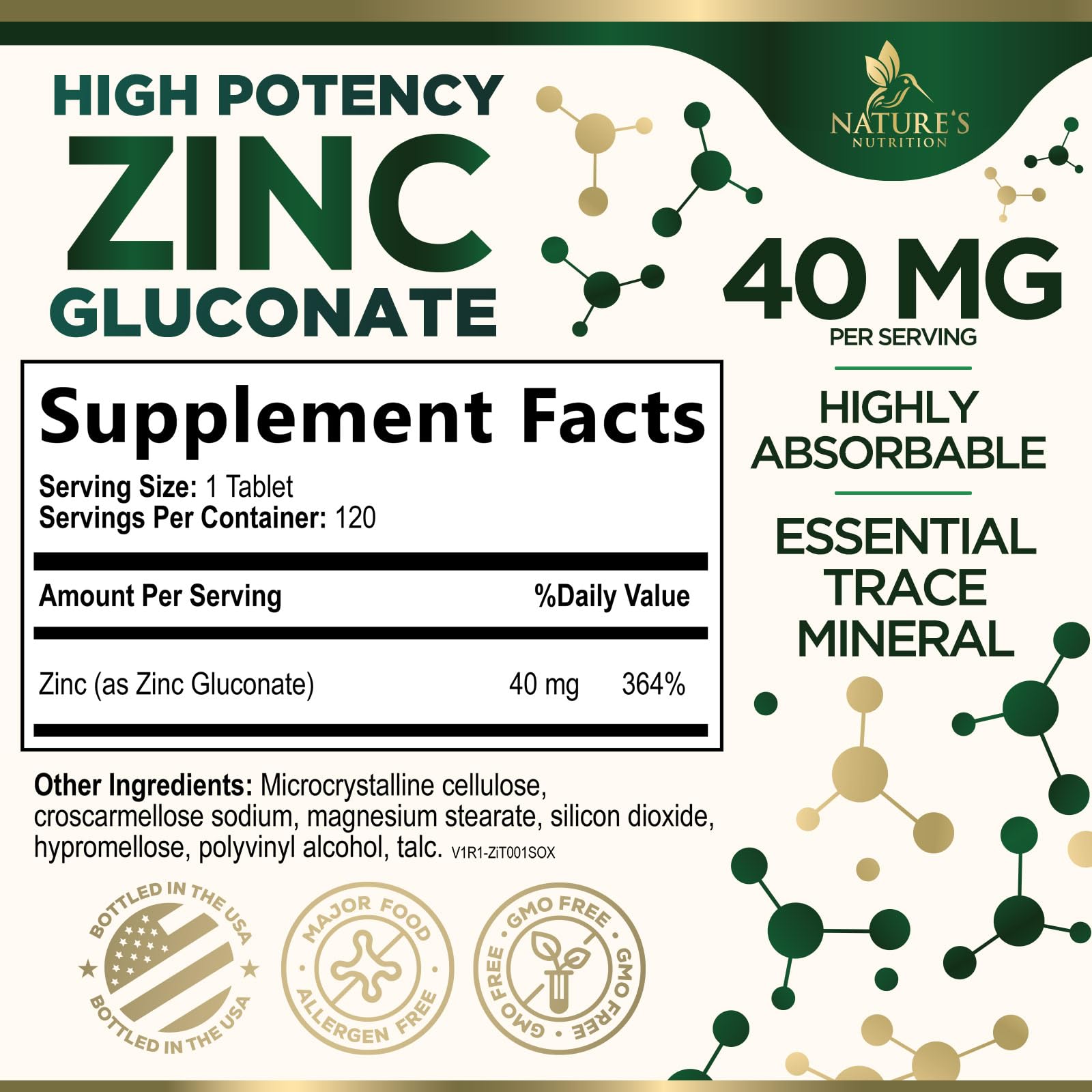 Zinc 40mg - High Potency Supplement for Immune System Support & Skin Health - Best Zinc Tablets for Women & Men - Vegan Zinc Antioxidant Supplements - Gluten-Free - Bottled in the USA - 120 Tablets — Amazon image 2