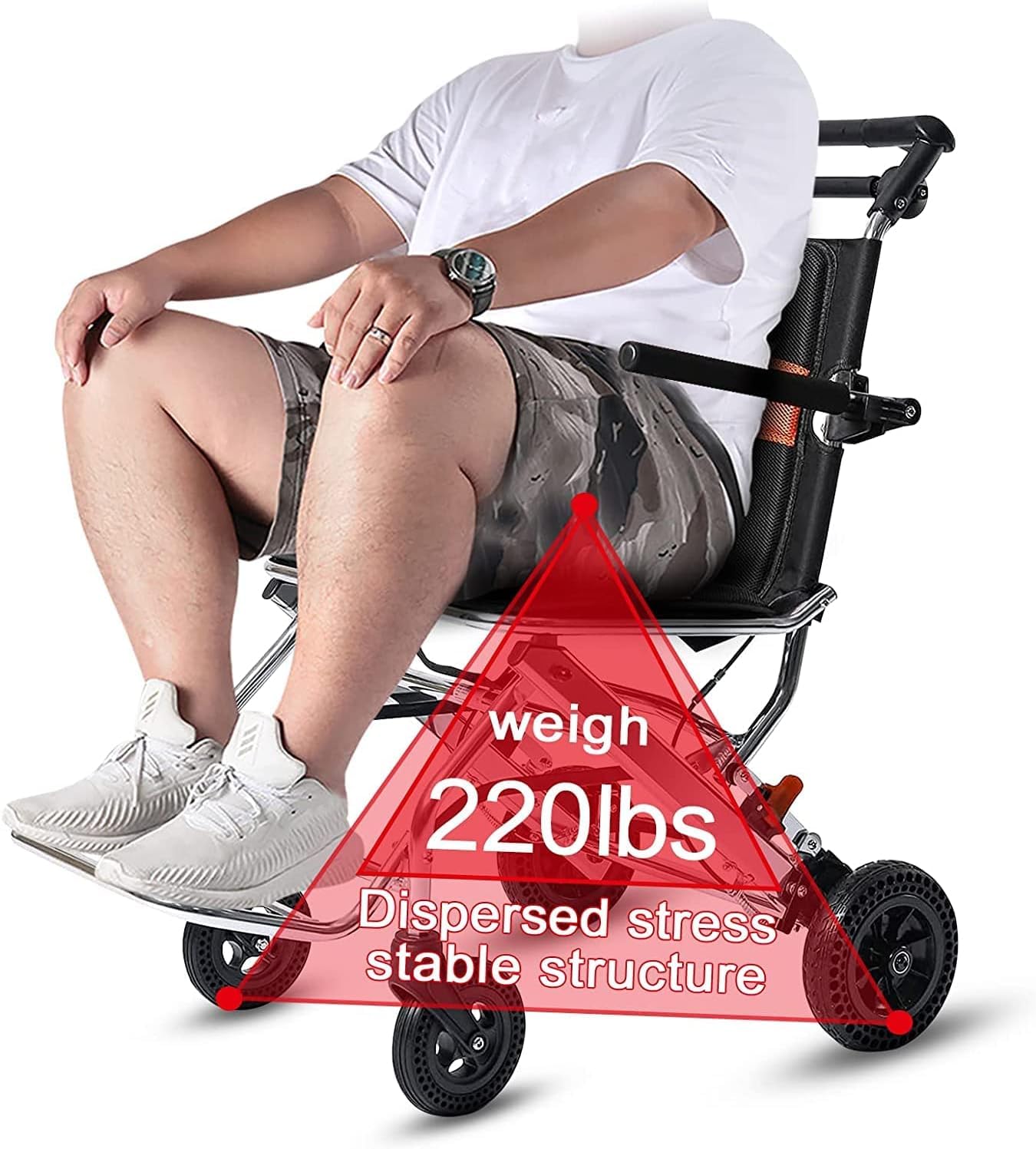 Rollstuhl Leichter Rollstuhl Tragbarer Faltbarer Reise-Rollstuhl Handbremse Aluminiumlegierung Ultraleicht Transport Rollstuhl Reise 220lb rollstühle