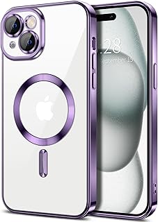 Dl3 Mobilak Electroplated Case for iPhone 15 Plus (6.7''), Camera Lens Full Protection, Compatible with MagSafe Wireless Charging, Shockproof Soft TPU Phone Cover (Purple)