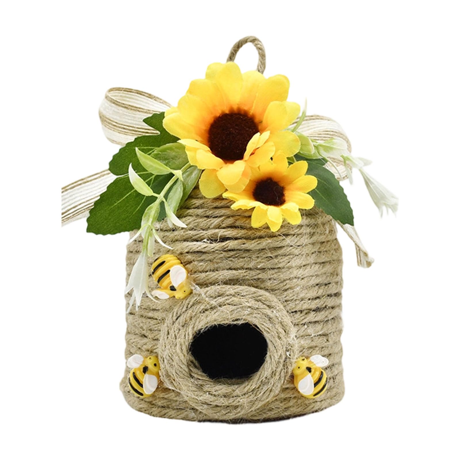 Hsioluted Natural Fiber Rope Woven Bees Nest Wall Art for Festivals and Nursery, Measuring 12x10cm Party Supplies