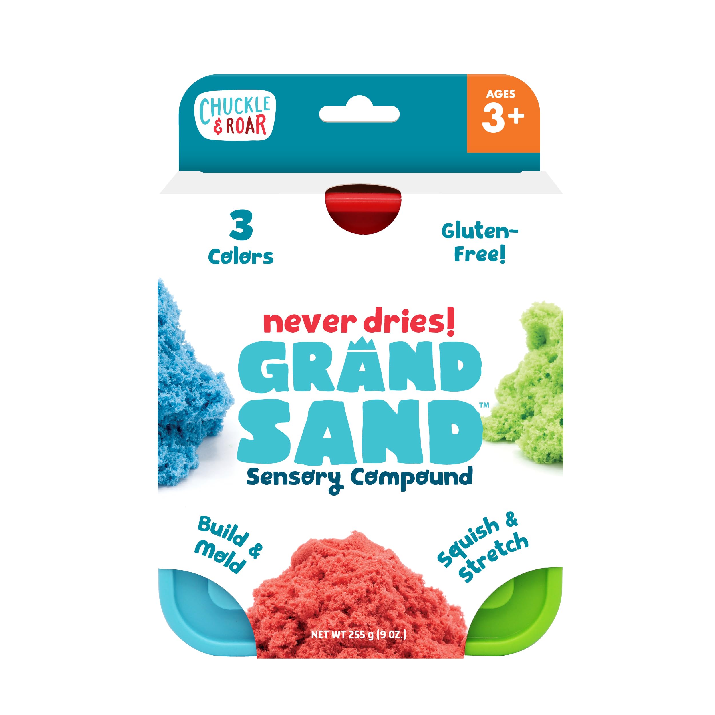 Chuckle & Roar - Grand Sand - Tactile Construction Sand - Educational Fun for Preschoolers - Fidget Arts and Crafts for Toddlers - Never Dries - Ages 3 and Up