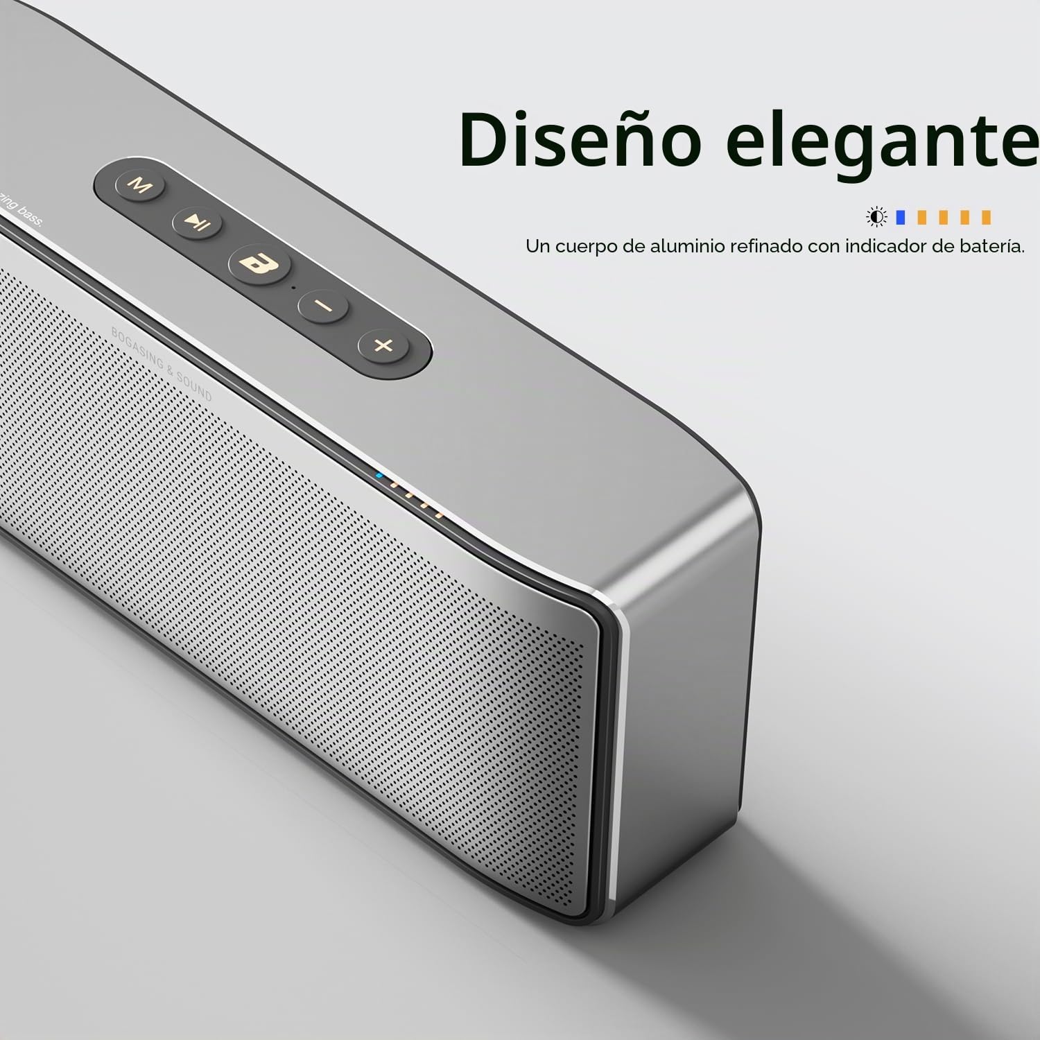 BOGASING S8 Pro MAX Altavoz Bluetooth Potente, Altavoces inalambrico con 3 Canales Audio Espacial Inmersivo, 5 Controladores y 2 Radiadores Pasivos, EQ, TF, AUX, Micrófono Incorporado (Plata)