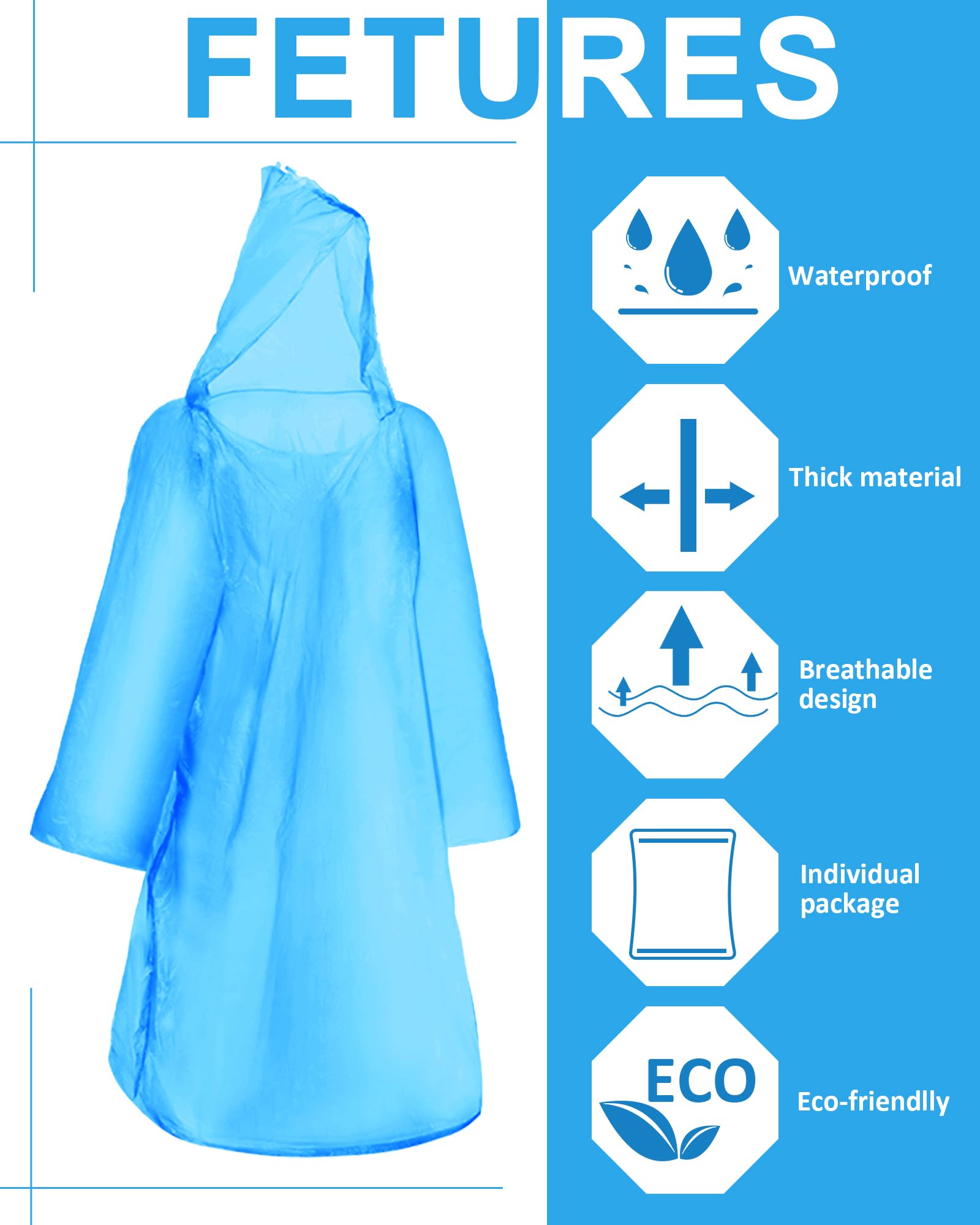 Paquete de 120 ponchos de lluvia desechables para adultos a granel, paquete familiar de poncho de lluvia de emergencia, poncho desechable con capucha