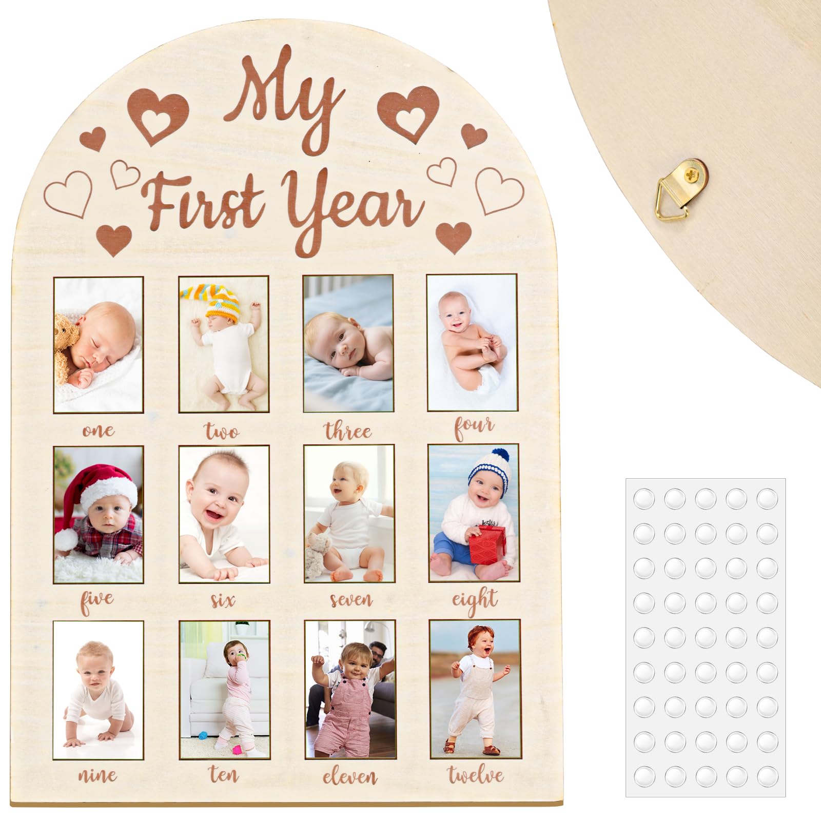 DACO MIN photo frame My 1st First Year Photo Board, 12 Month Milestone Picture Display, One Year Baby Birthday Decorations